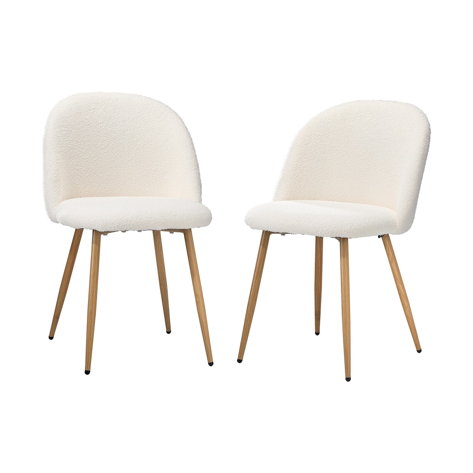 Oikiture Dining Chairs Accent Chair Armchair Upholstered Sherpa Wooden White - Sunyee