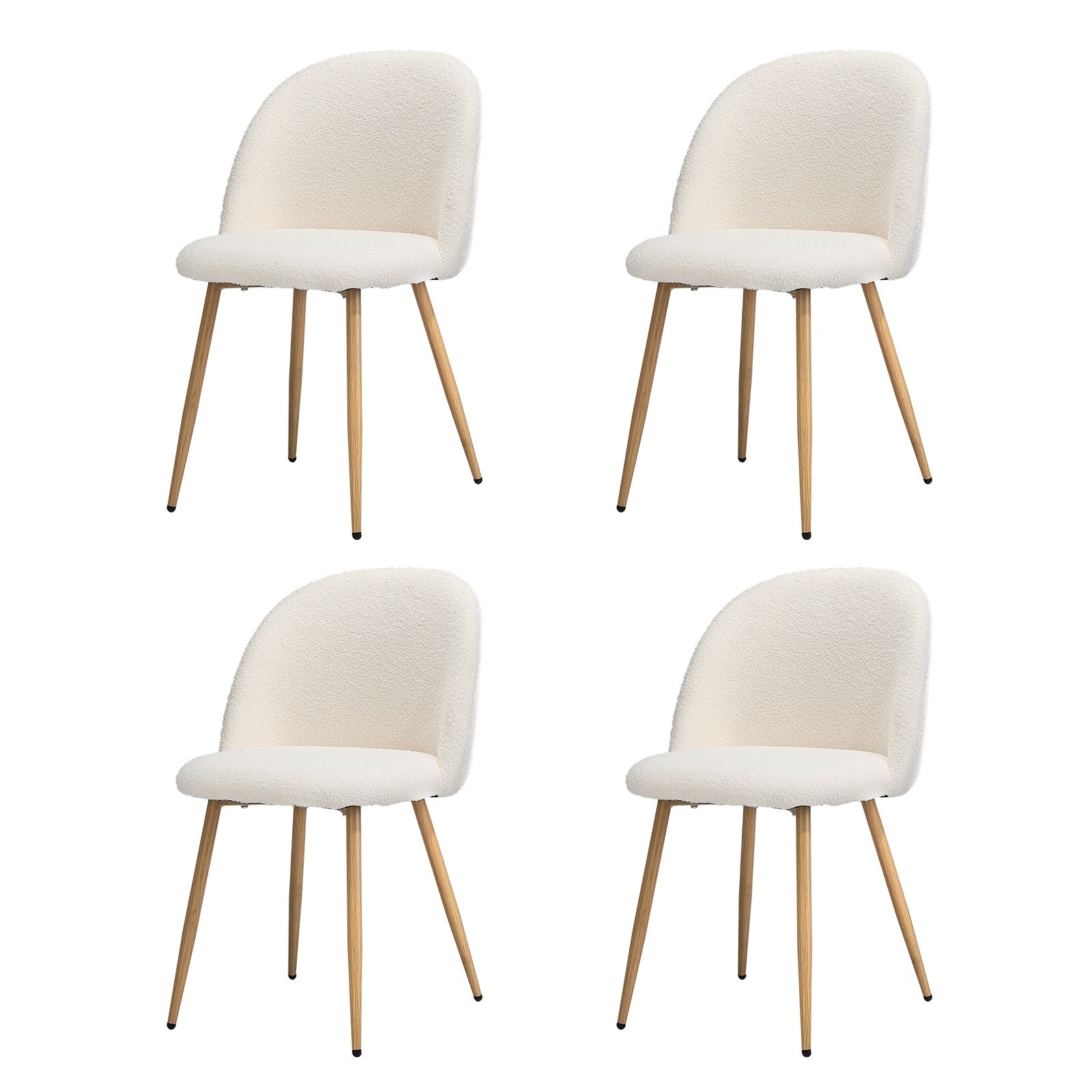 Oikiture Dining Chairs Accent Chair Armchair Upholstered Sherpa Wooden White - Sunyee