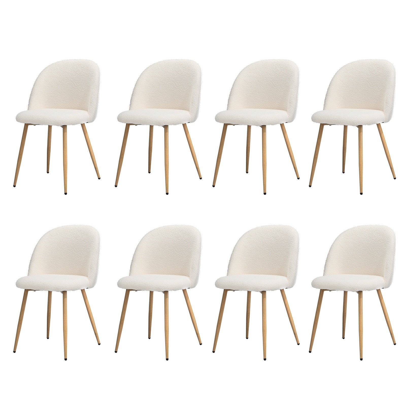 Oikiture Dining Chairs Accent Chair Armchair Upholstered Sherpa Wooden White - Sunyee