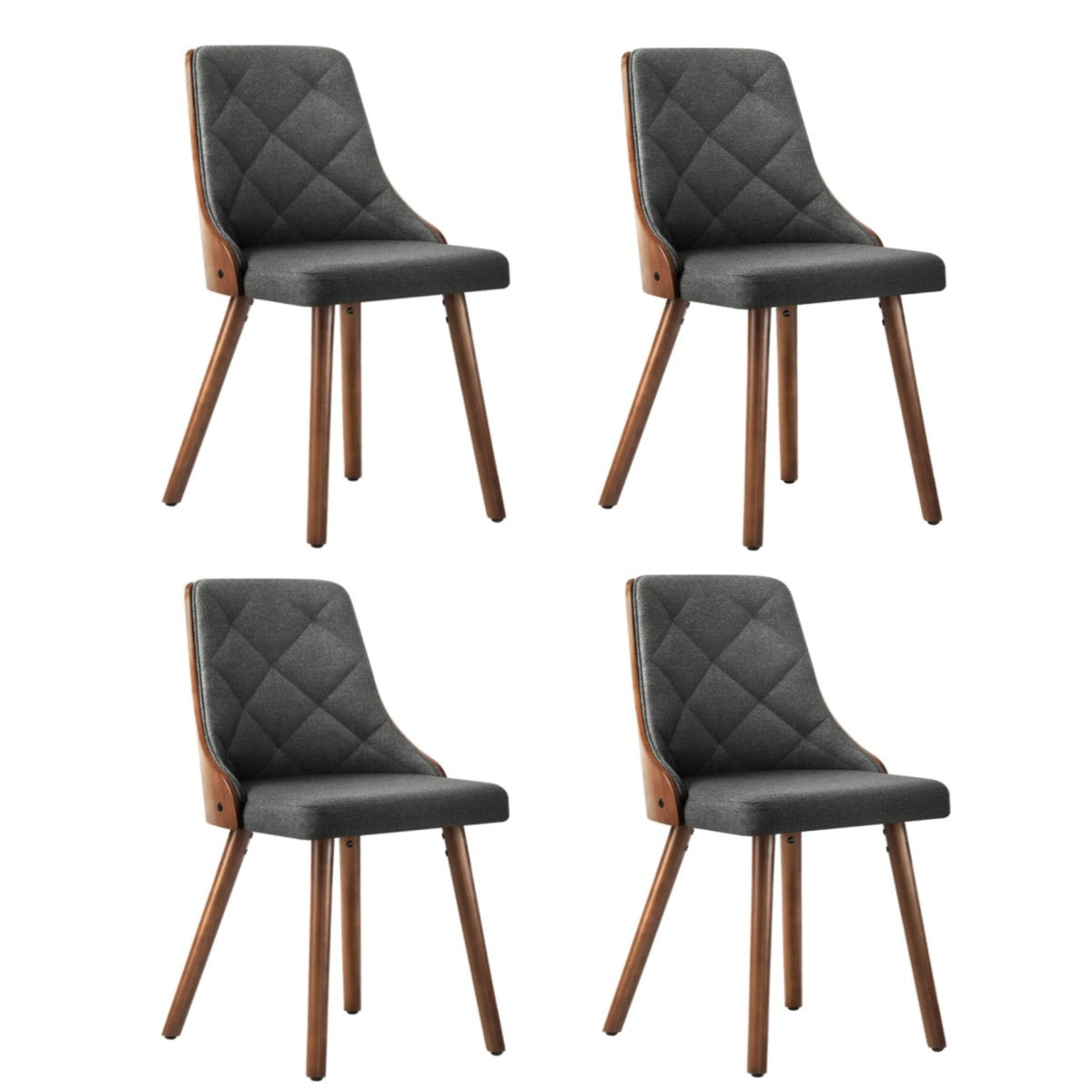 Oikiture Dining Chairs Wooden Chair Kitchen Cafe Faux Linen fabric Padded Seat - Sunyee