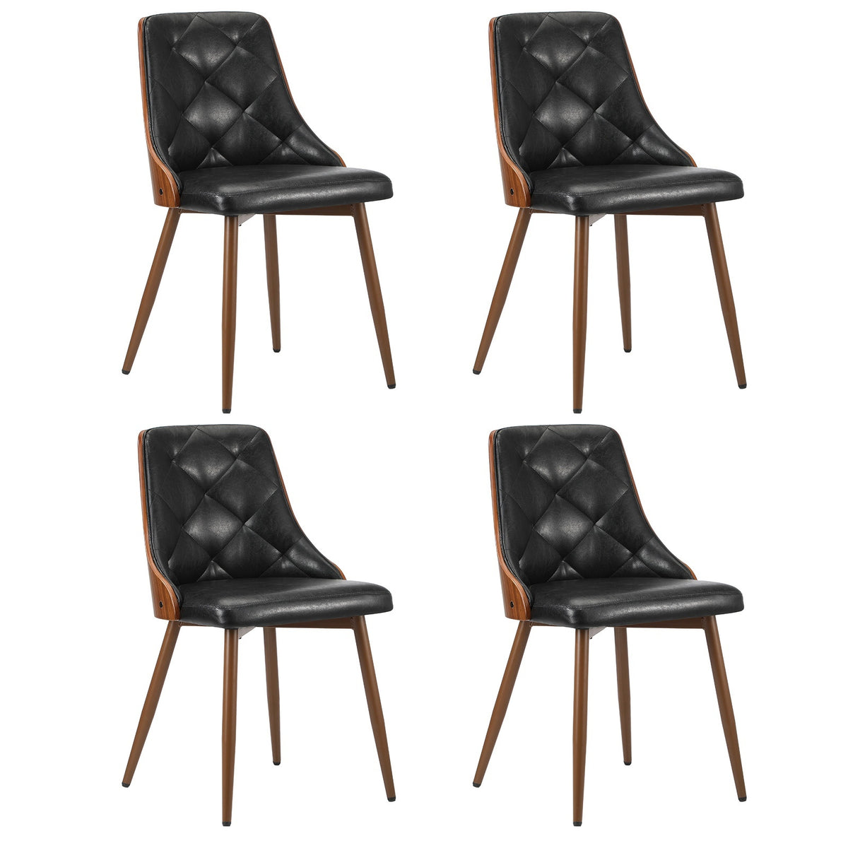 Oikiture Dining Chairs Kitchen Lounge Cafe Seat Retro PU Leather Black - Sunyee