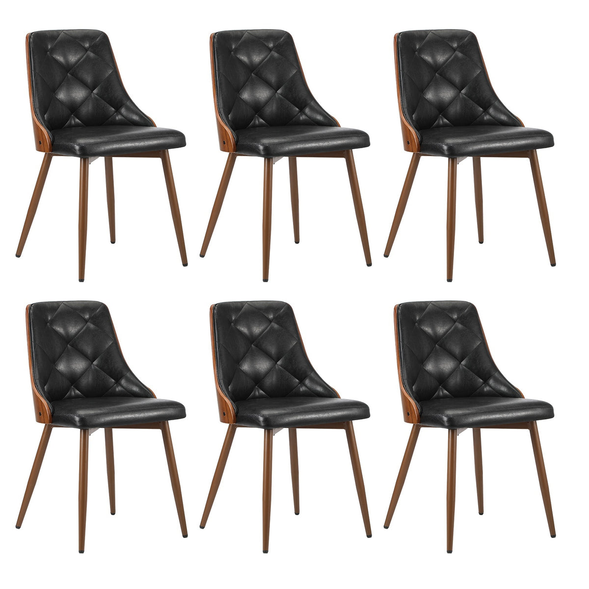 Oikiture Dining Chairs Kitchen Lounge Cafe Seat Retro PU Leather Black - Sunyee