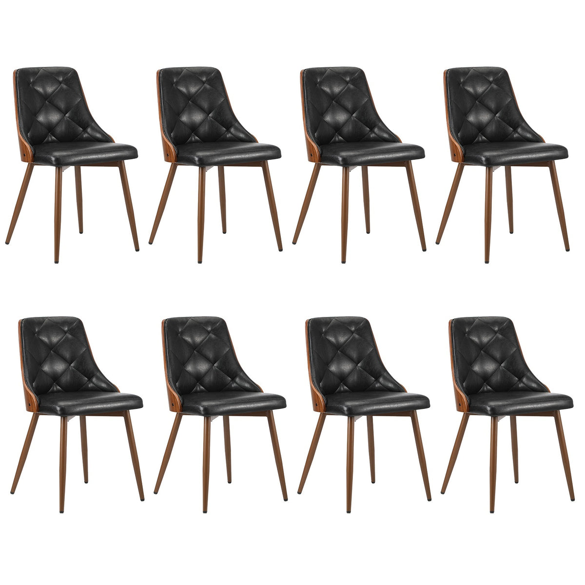 Oikiture Dining Chairs Kitchen Lounge Cafe Seat Retro PU Leather Black - Sunyee
