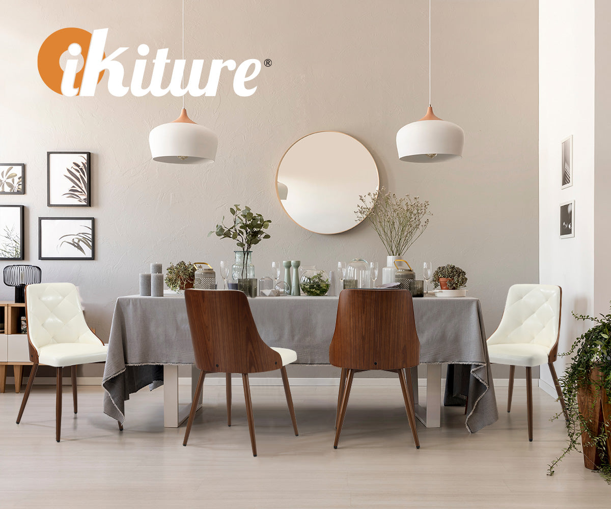 Oikiture Dining Chairs Kitchen Accent Lounge PU Leather x4 White