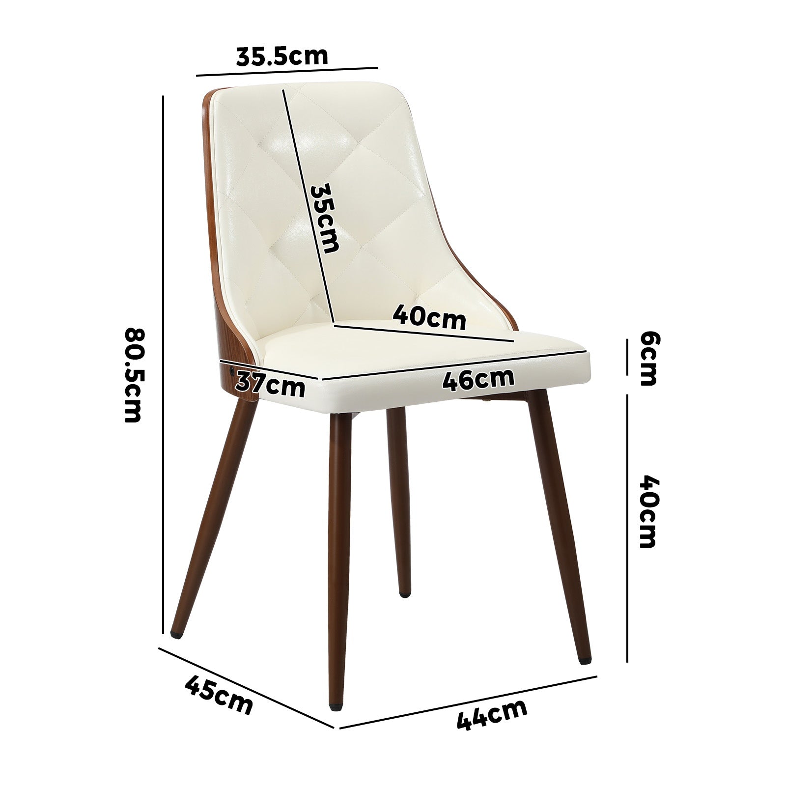 Oikiture Dining Chairs Kitchen Accent Lounge PU Leather x4 White