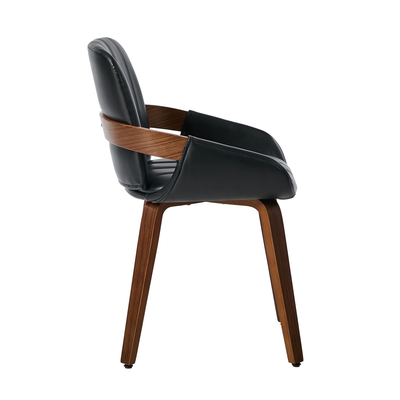 Oikiture 4x Dining Chairs PU Leather Kitchen Chairs Bentwood Armchair Black