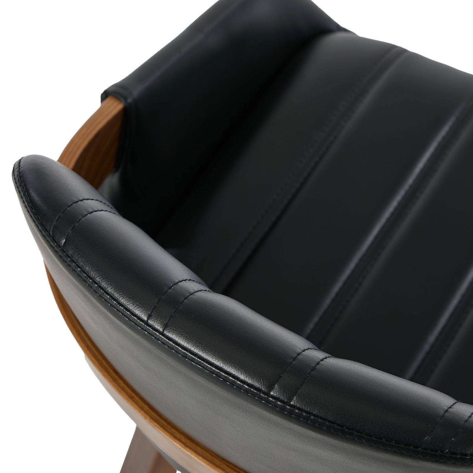 Oikiture 4x Dining Chairs PU Leather Kitchen Chairs Bentwood Armchair Black