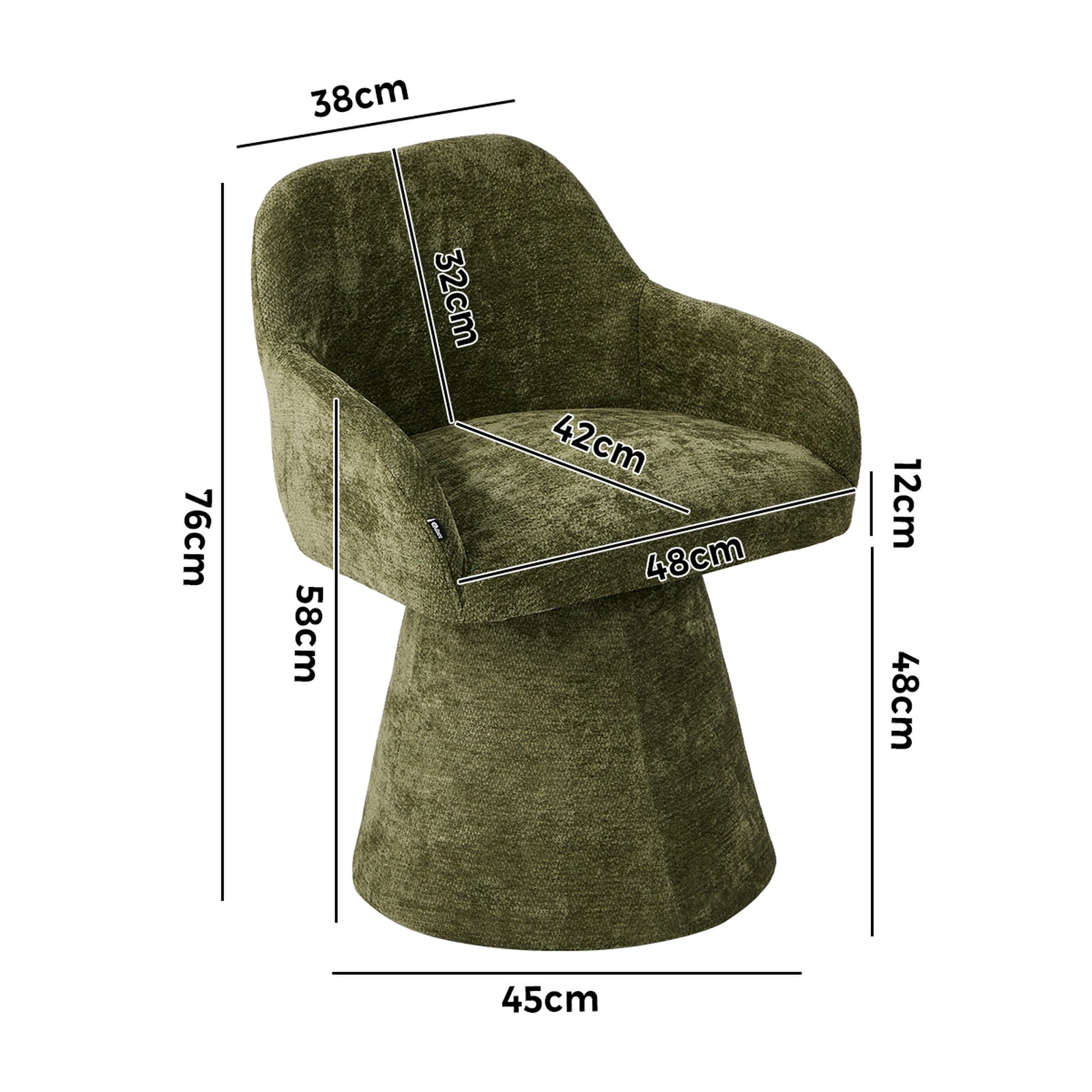 Oikiture 4x Dining Chair Swivel Armchair Lounge Accent Chairs Chenille Green - Sunyee