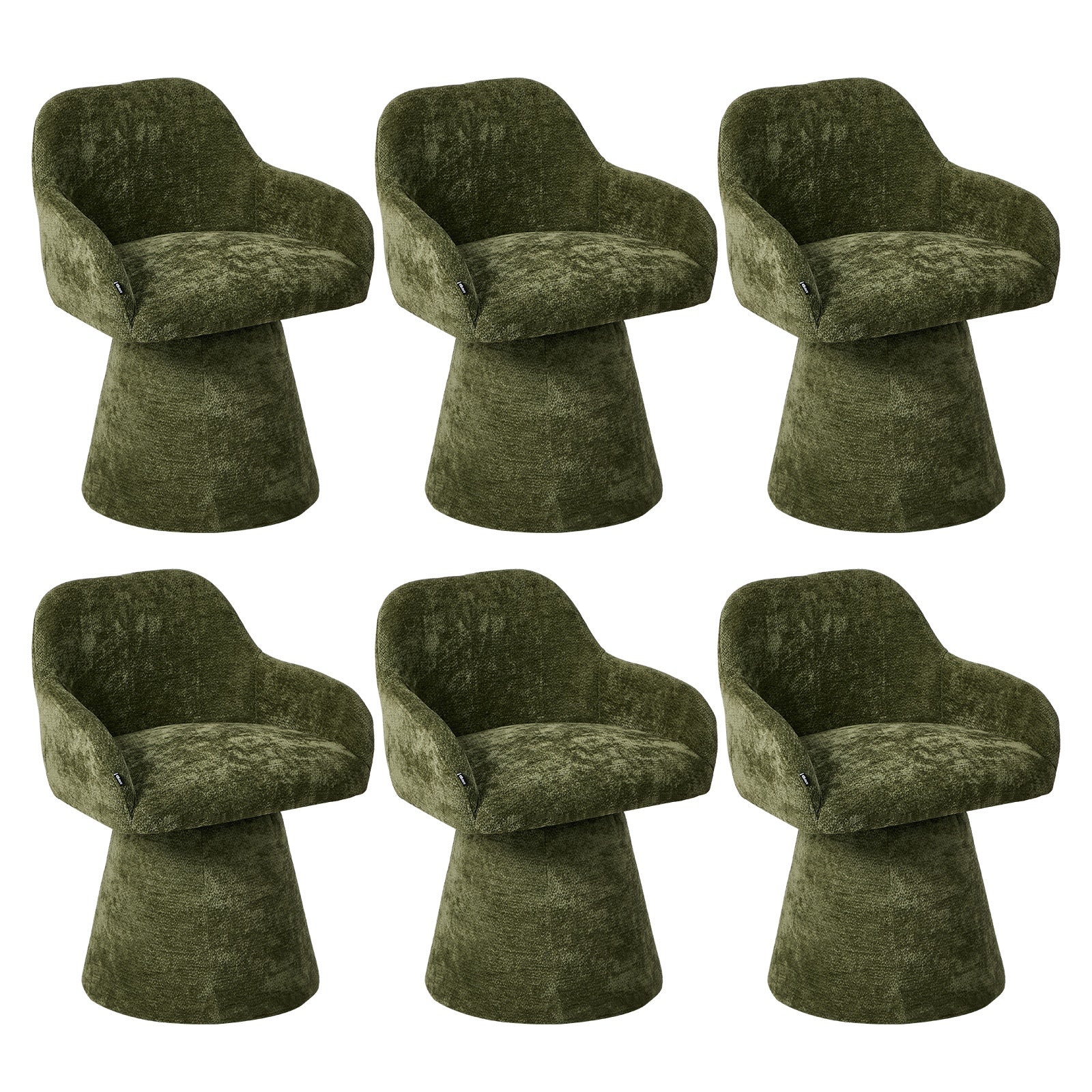 Oikiture 6x Dining Chair Swivel Armchair Lounge Accent Chairs Chenille Green