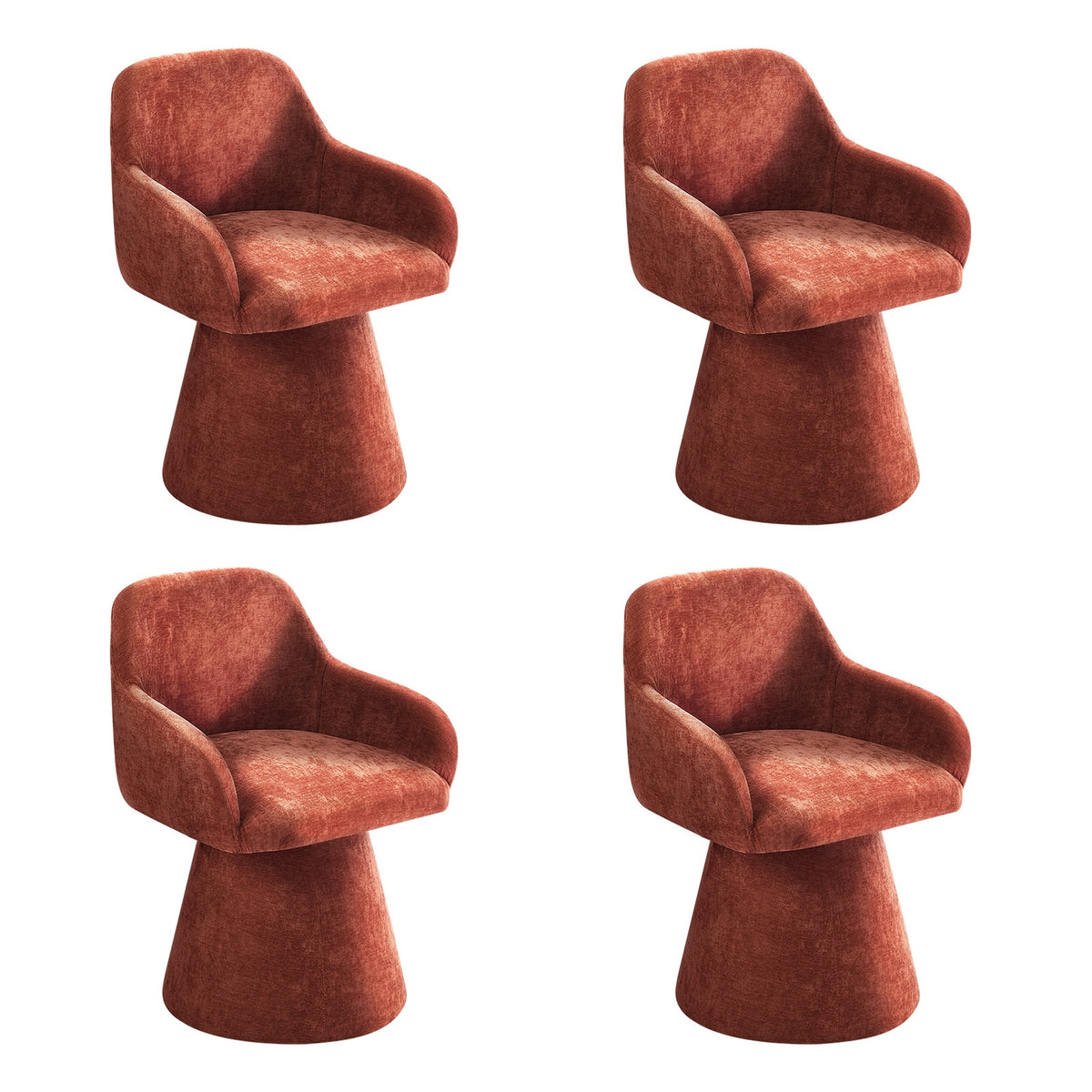 Oikiture 4x Dining Chair Swivel Armchair Lounge Accent Chair Polyester Linen Red