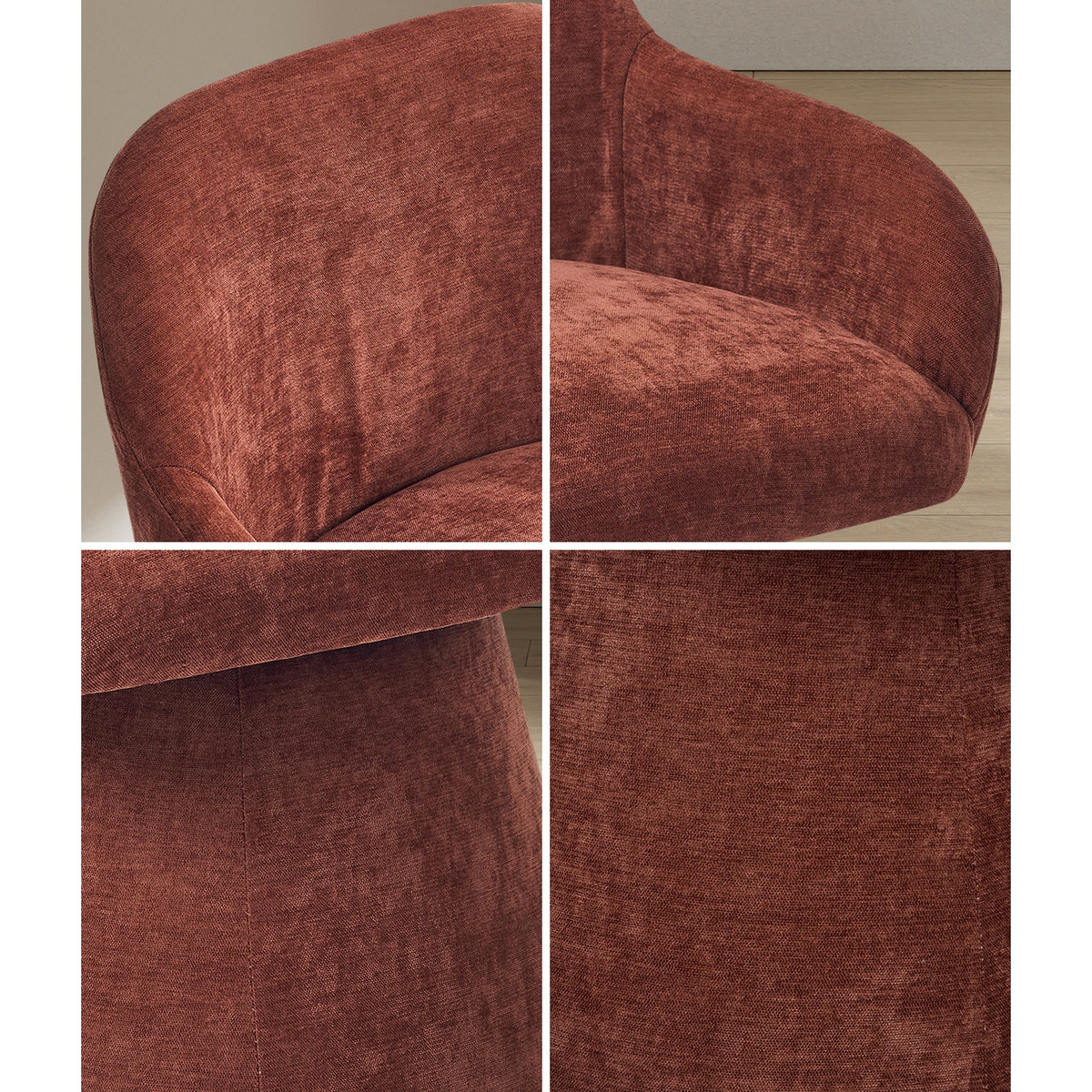 Oikiture Dining Chair Swivel Armchair Lounge Accent Chairs Polyester Linen Red
