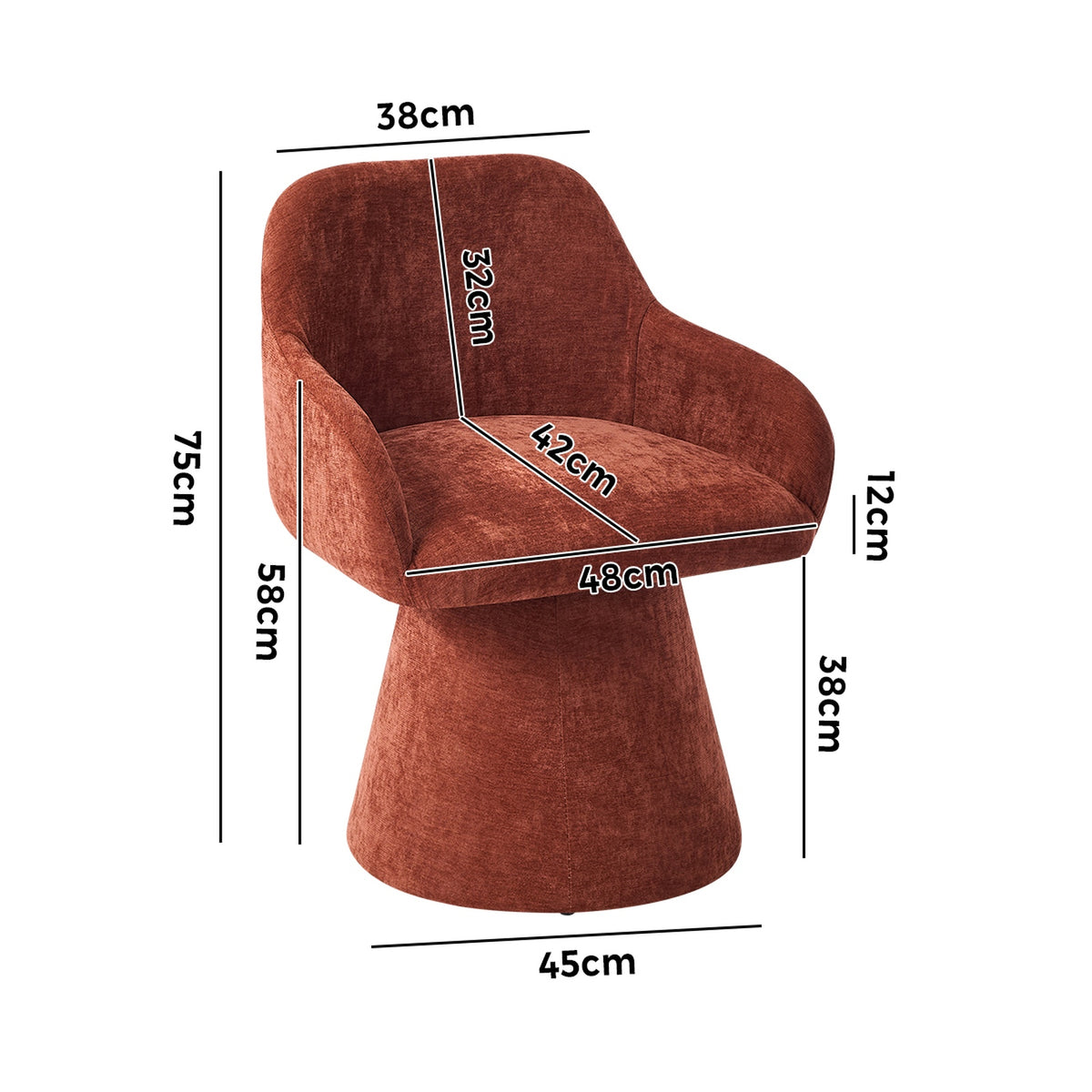 Oikiture Dining Chair Swivel Armchair Lounge Accent Chairs Polyester Linen Red