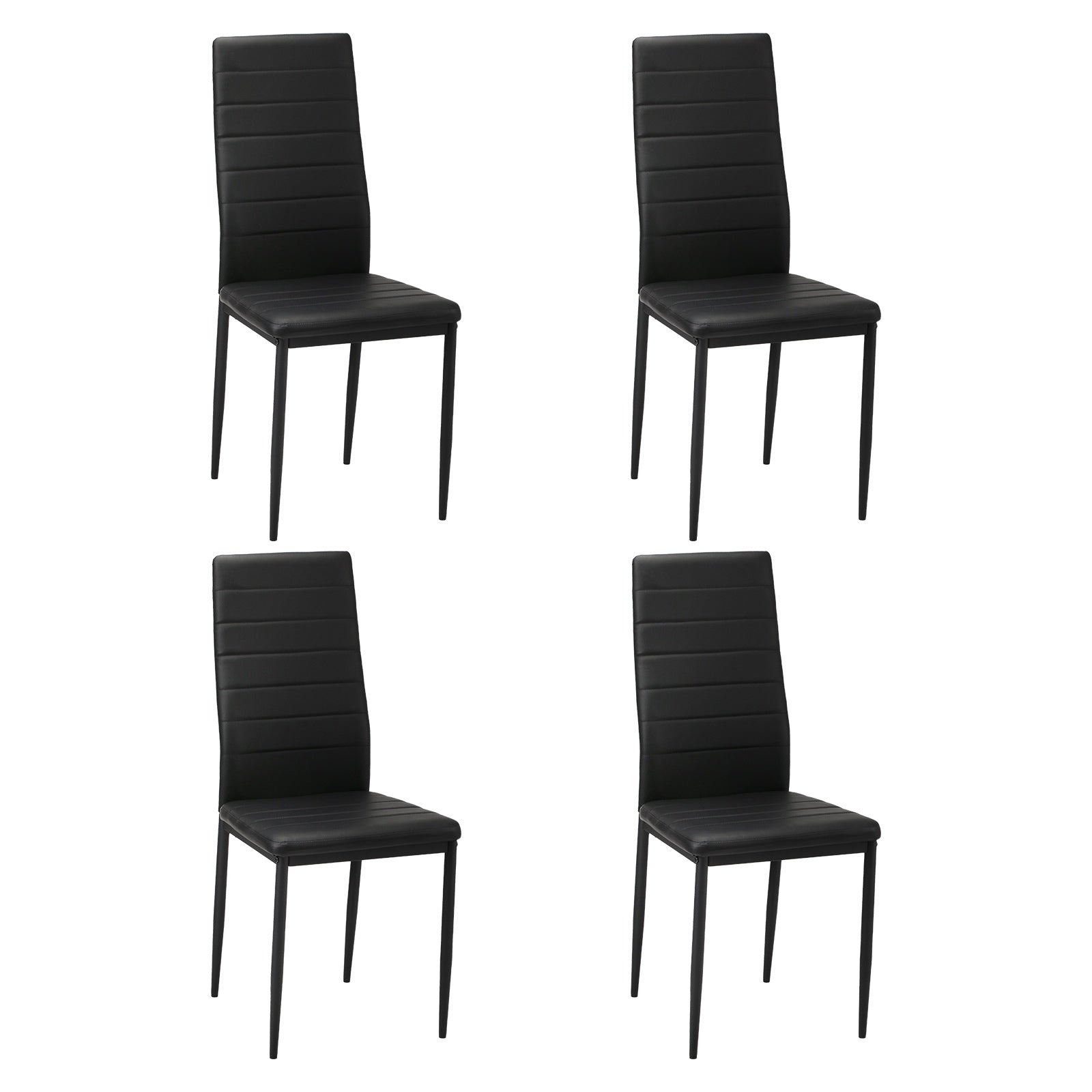Oikiture 4PCS Dining Chairs High-Back Kitchen Chair Padded Faux Leather Black - Sunyee