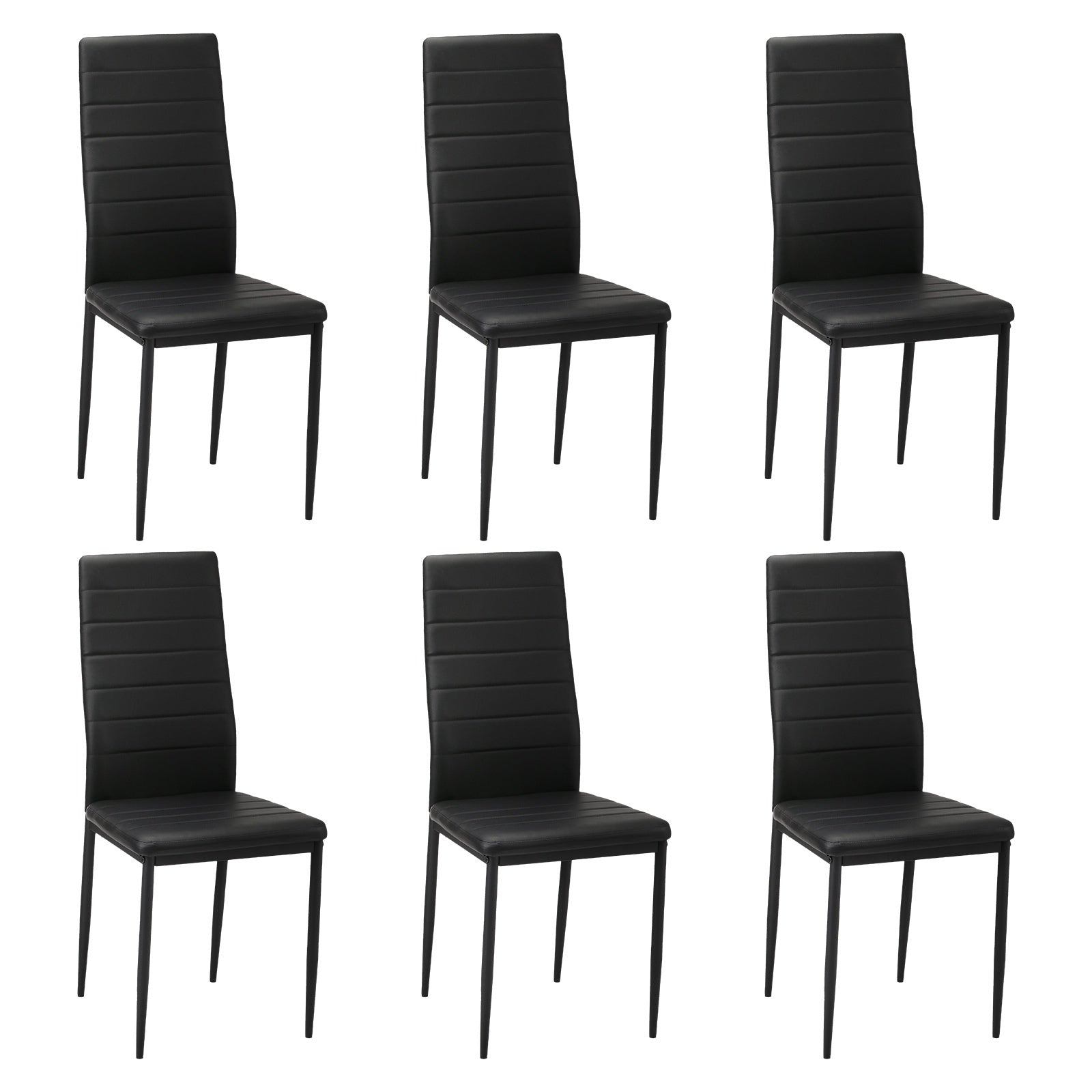 Oikiture 6PCS Dining Chairs High-Back Kitchen Chair Padded Faux Leather Black - Sunyee