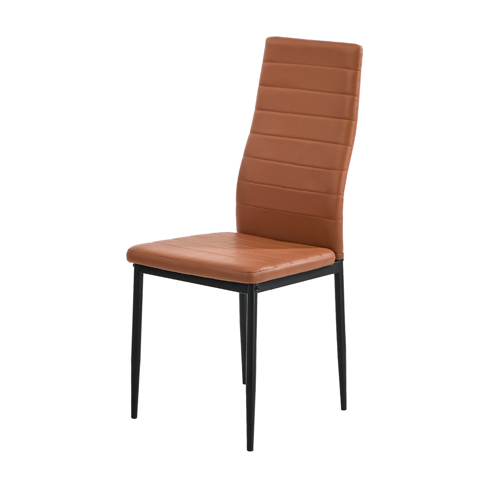 Oikiture 4PCS Dining Chairs High-Back Kitchen Chair Padded Faux Leather Brown