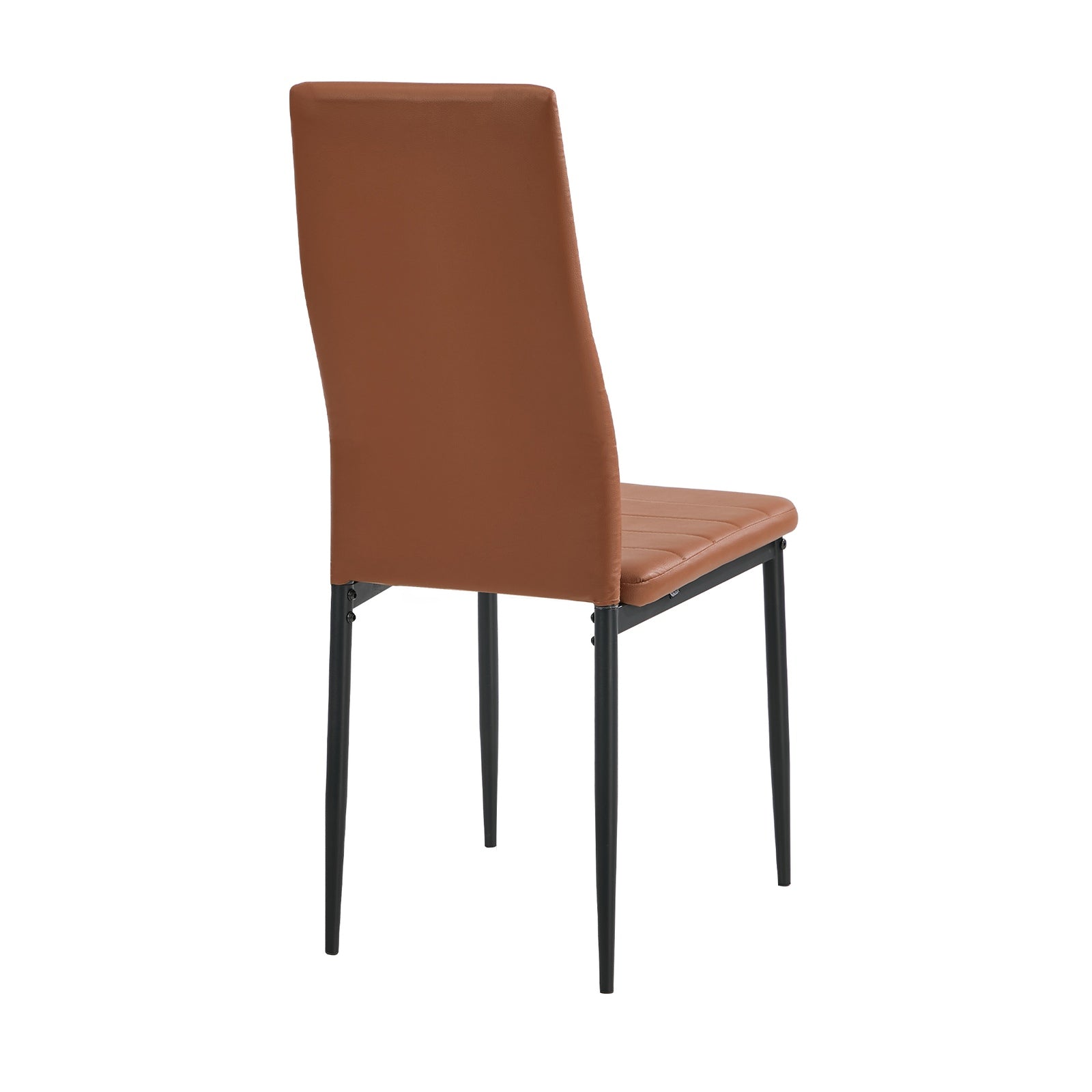 Oikiture 4PCS Dining Chairs High-Back Kitchen Chair Padded Faux Leather Brown