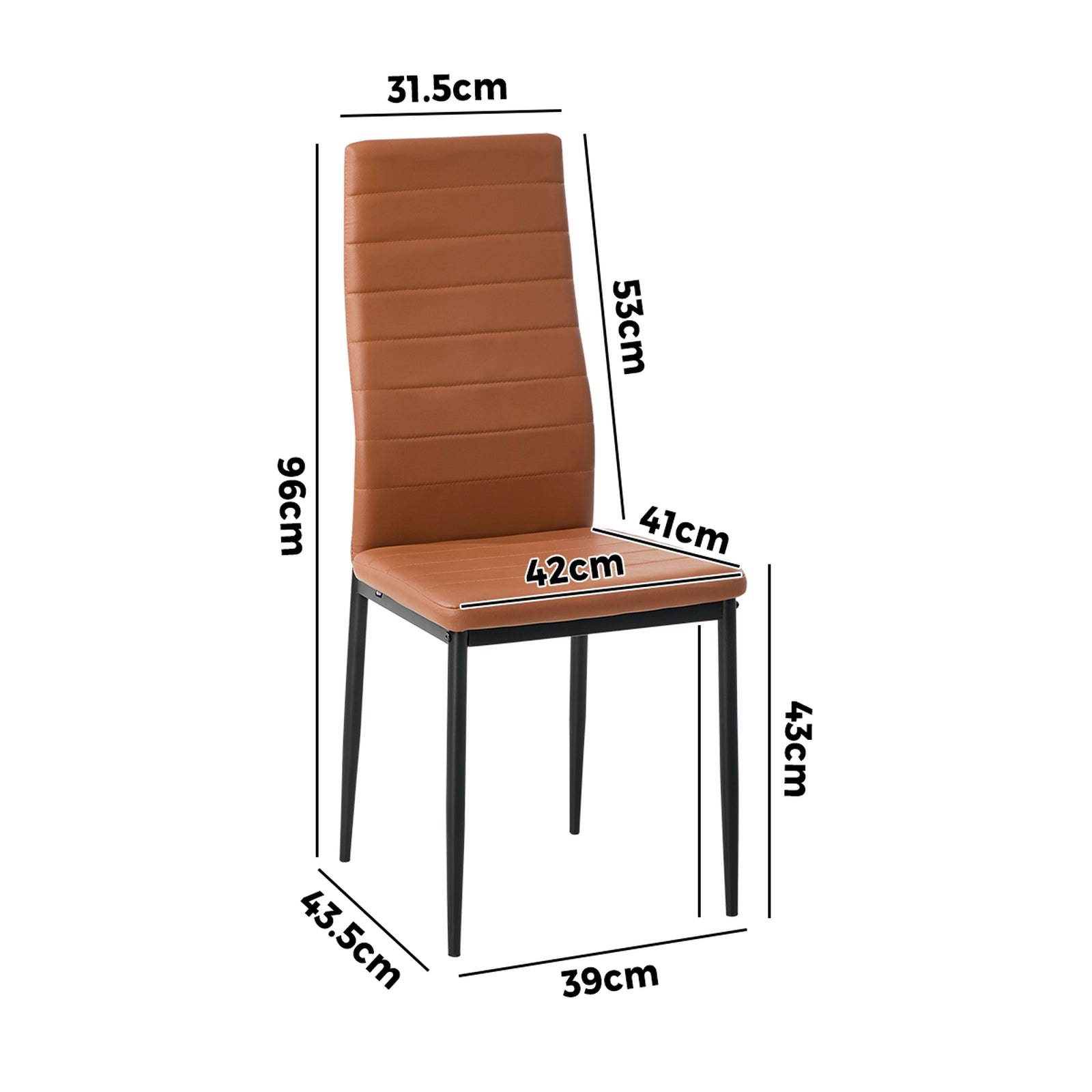 Oikiture 4PCS Dining Chairs High-Back Kitchen Chair Padded Faux Leather Brown