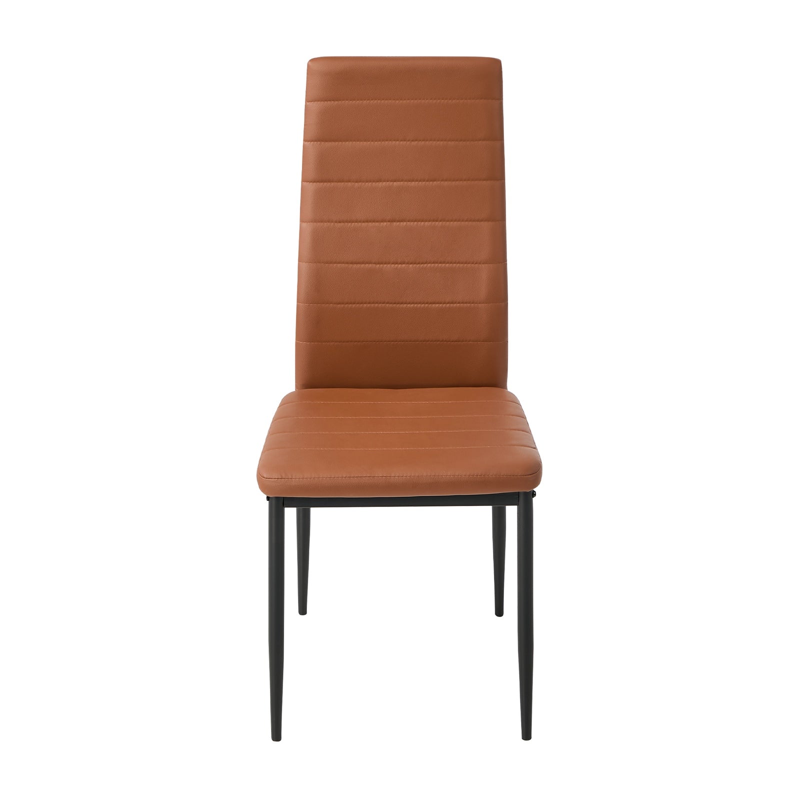 Oikiture 6PCS Dining Chairs High-Back Kitchen Chair Padded Faux Leather Brown