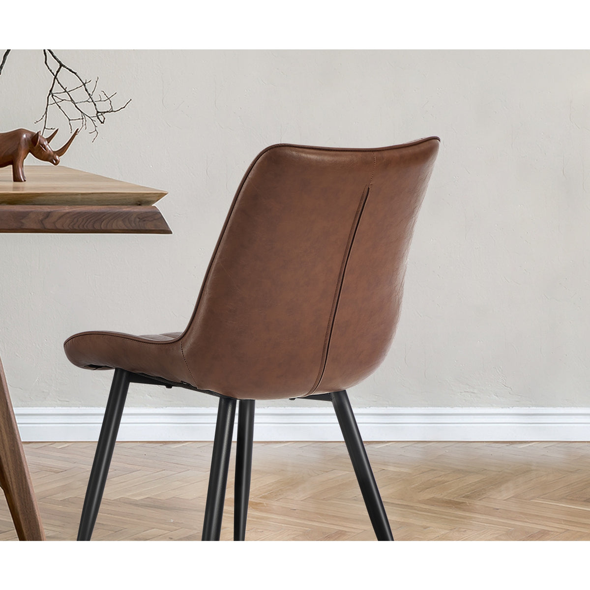 Oikiture 2x Dining Chairs Accent Chair Upholstered PU Leather Brown - Sunyee