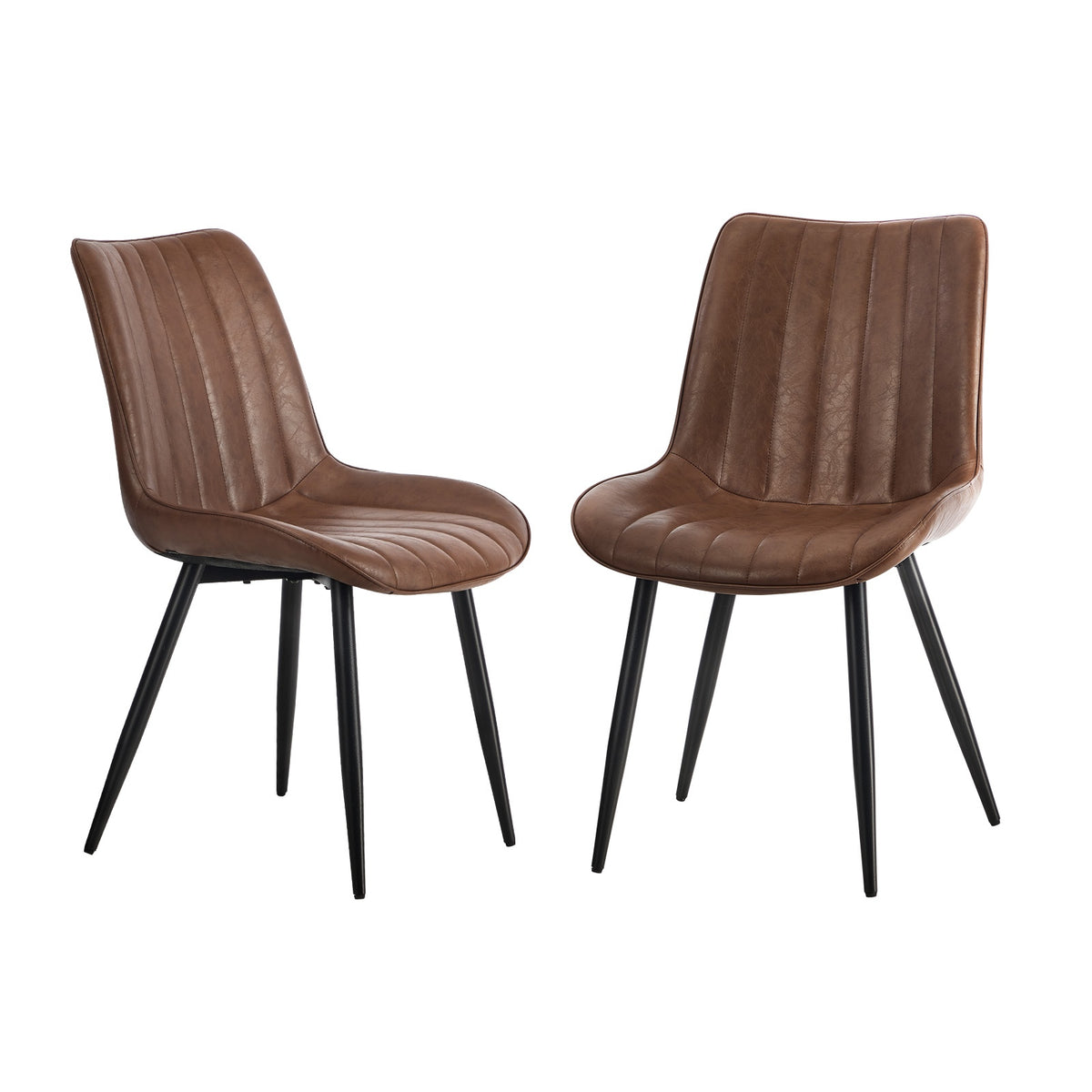 Oikiture 2x Dining Chairs Accent Chair Upholstered PU Leather Brown - Sunyee