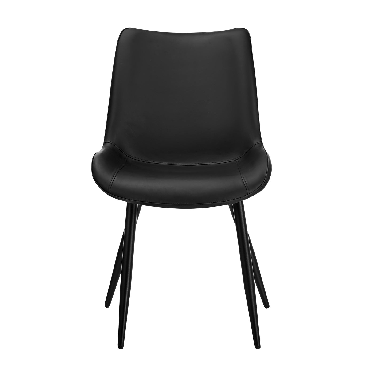Oikiture 2x Dining Chairs Kitchen Accent Chairs Upholstered PU Leather Black - Sunyee