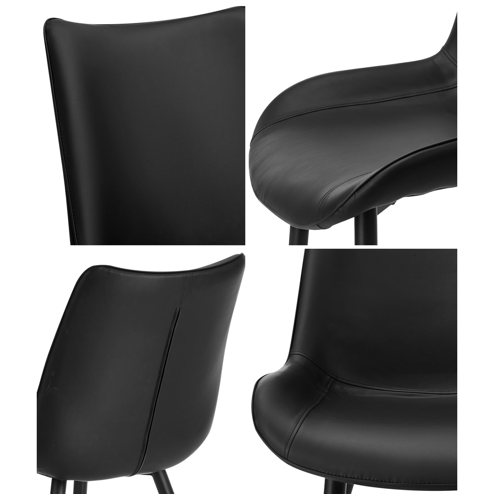 Oikiture 4x Dining Chairs Kitchen Accent Chairs Upholstered PU Leather Black - Sunyee