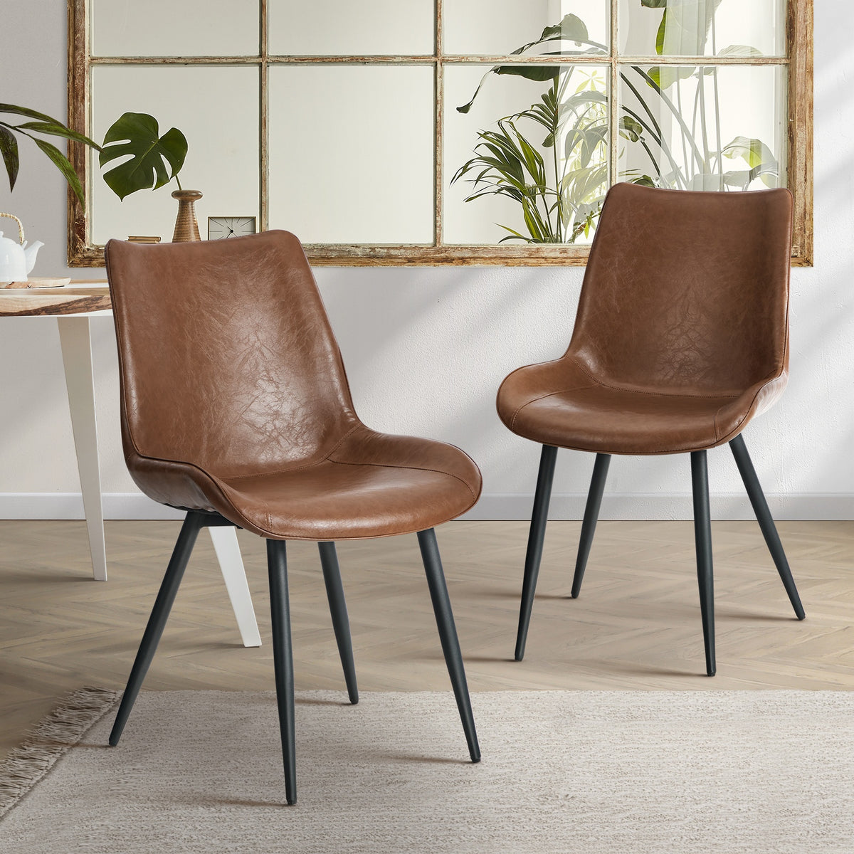Oikiture 2x Dining Chairs Kitchen Accent Chairs Upholstered