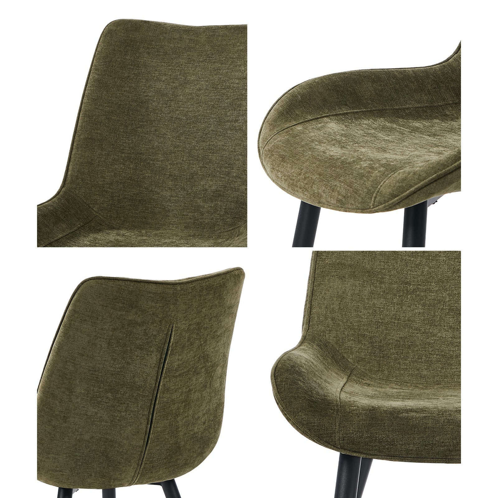 Oikiture 2x Dining Chairs Kitchen Accent Chairs Upholstered Linen Fabric Green