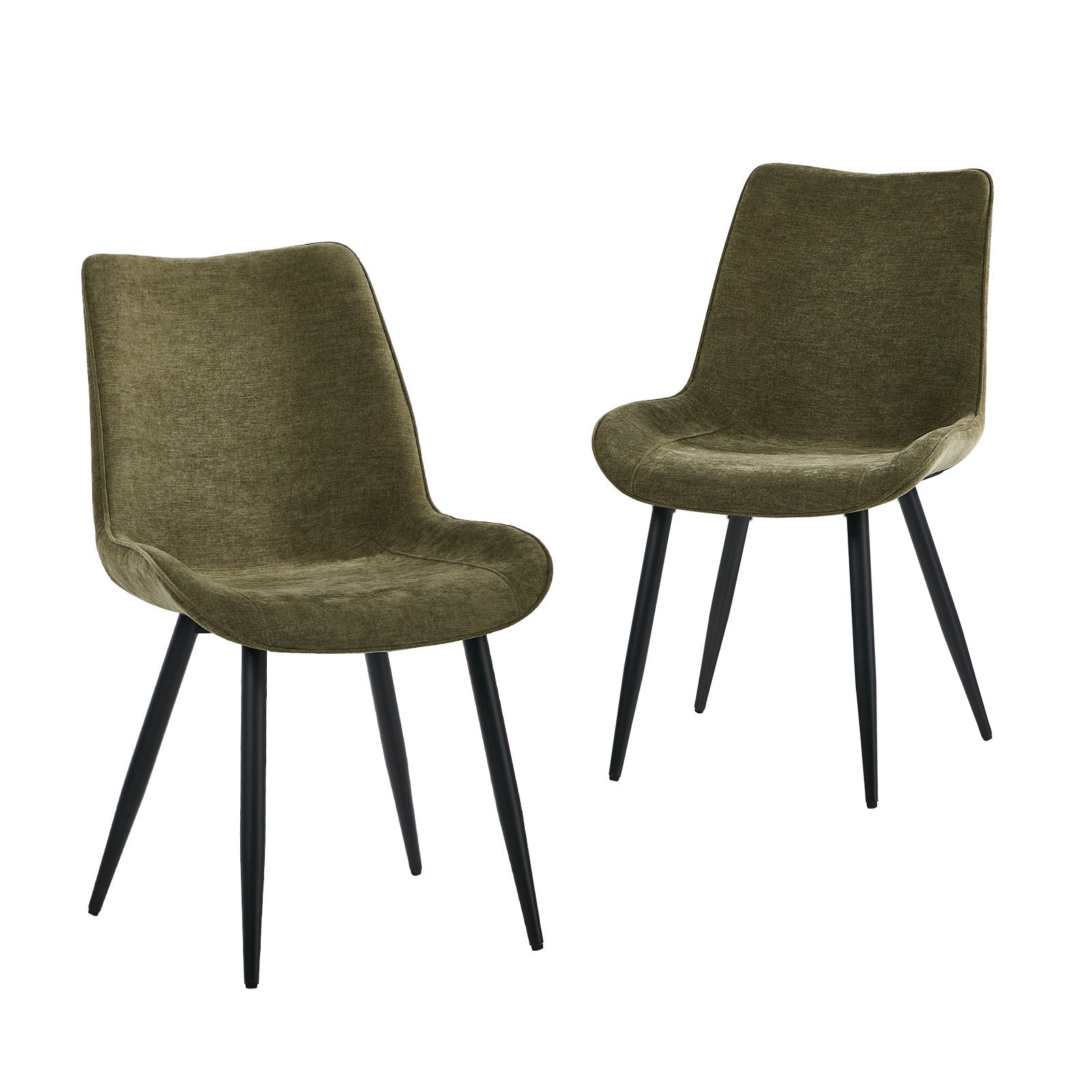 Oikiture 2x Dining Chairs Kitchen Accent Chairs Upholstered Linen Fabric Green