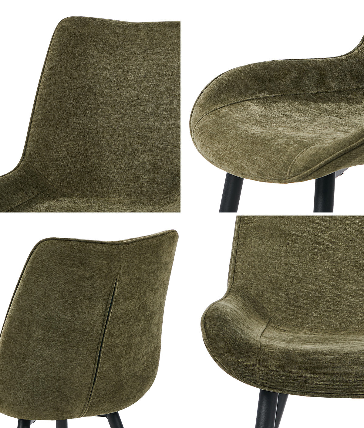 Oikiture 4x Dining Chairs Kitchen Accent Chairs Upholstered Linen Fabric Green