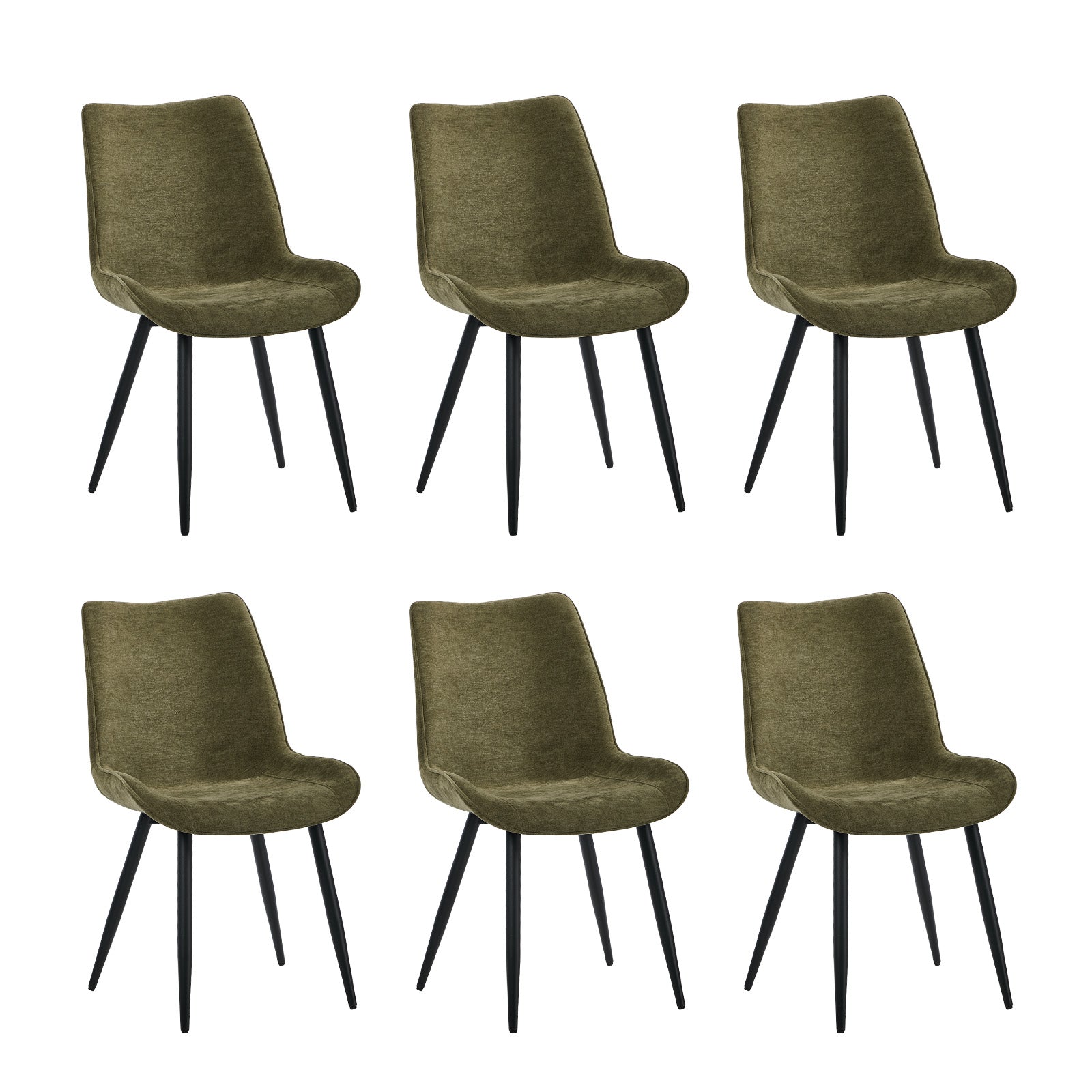 Oikiture 6x Dining Chairs Kitchen Accent Chairs Upholstered Linen Fabric Green