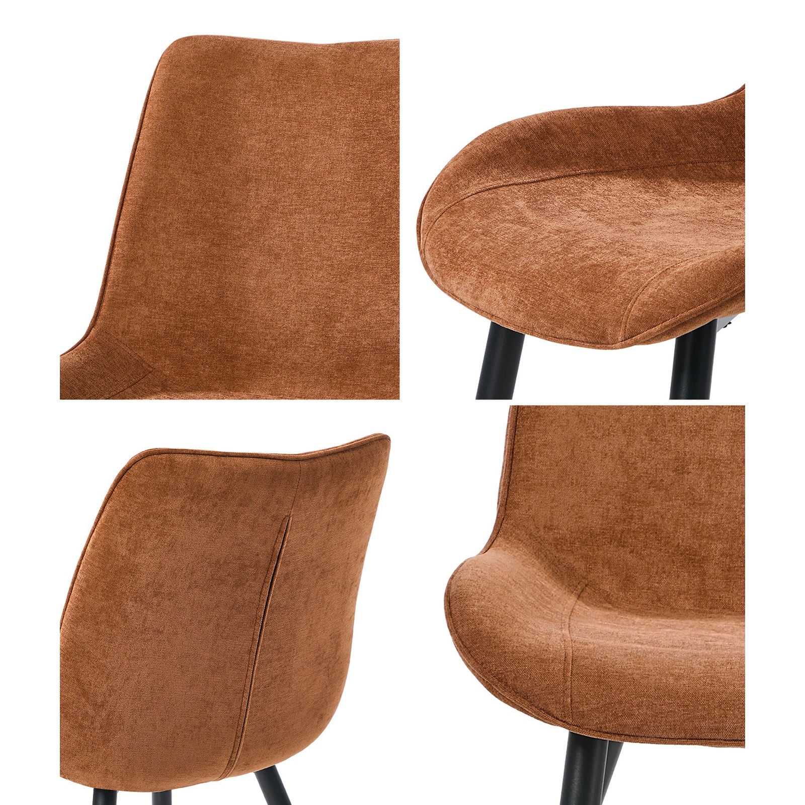 Oikiture 2x Dining Chairs Kitchen Accent Chairs Upholstered Linen Fabric Orange