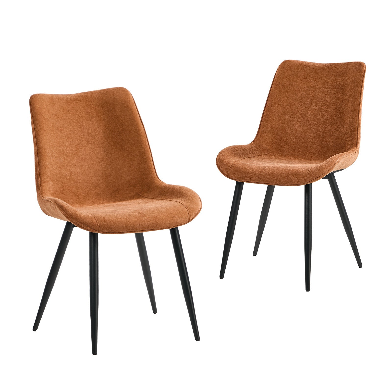 Oikiture 2x Dining Chairs Kitchen Accent Chairs Upholstered Linen Fabric Orange