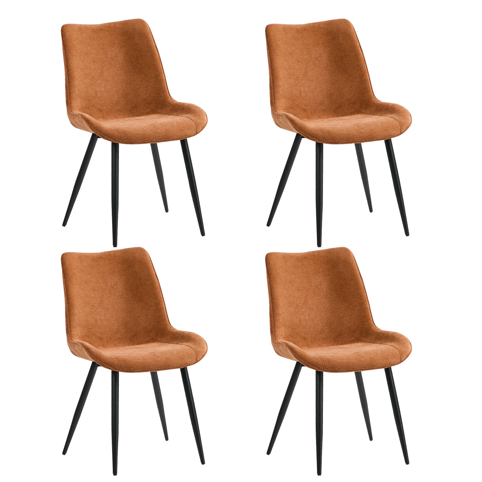 Oikiture 4x Dining Chairs Kitchen Accent Chairs Upholstered Linen Fabric Orange