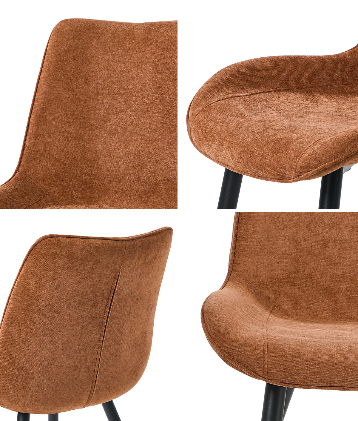 Oikiture 6x Dining Chairs Kitchen Accent Chairs Upholstered Linen Fabric Orange