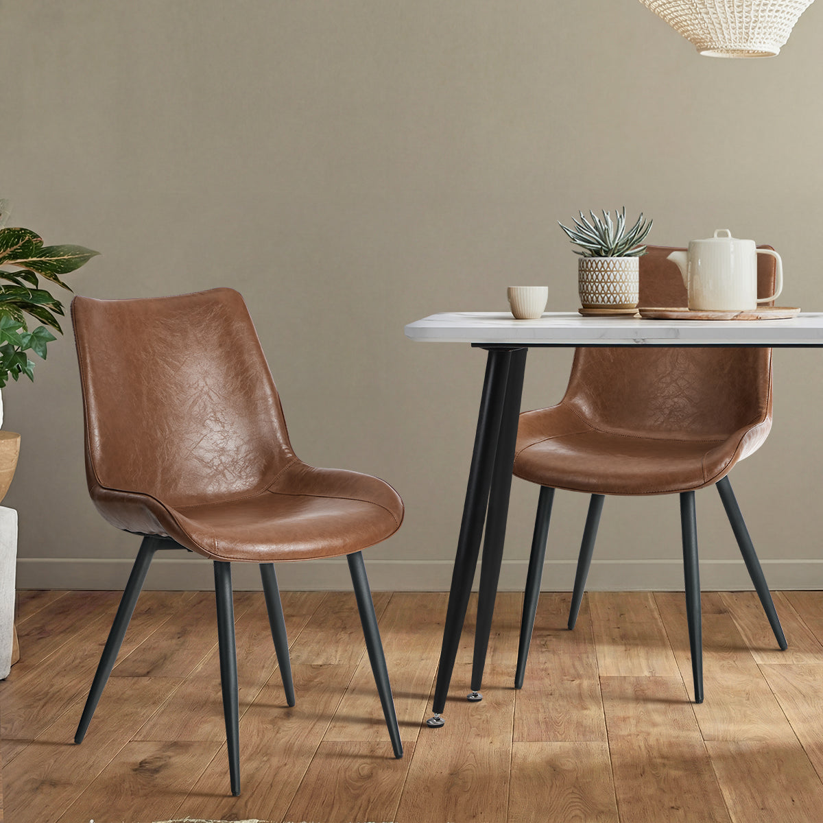 Oikiture 2x Dining Chairs Kitchen Accent Chairs Upholstered