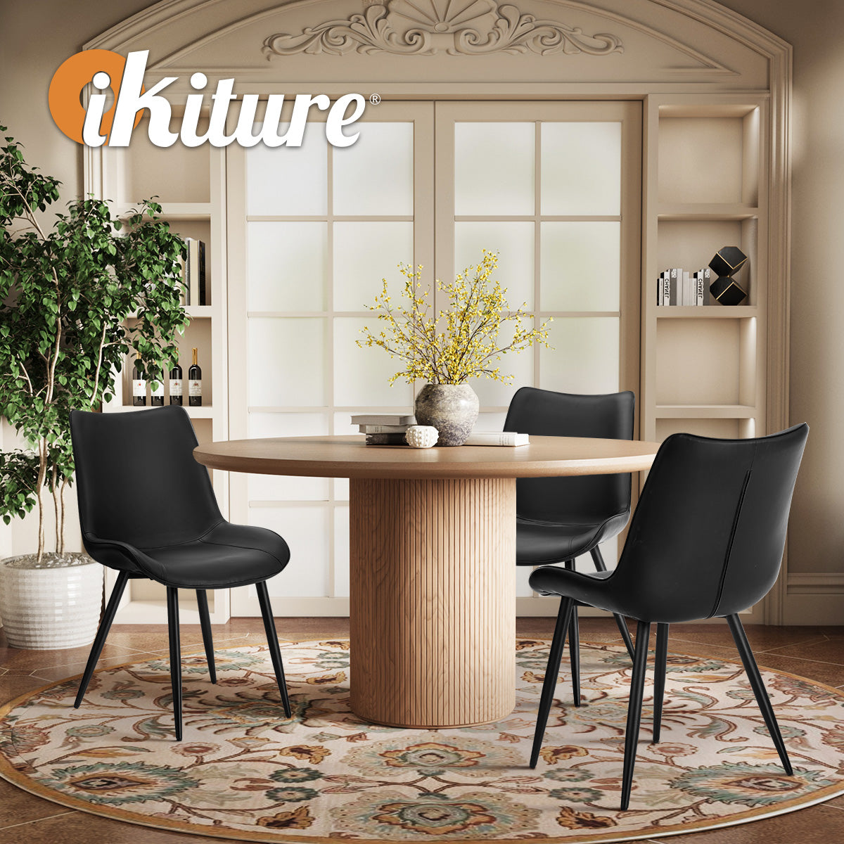 Oikiture 2x Dining Chairs Kitchen Accent Chairs Upholstered