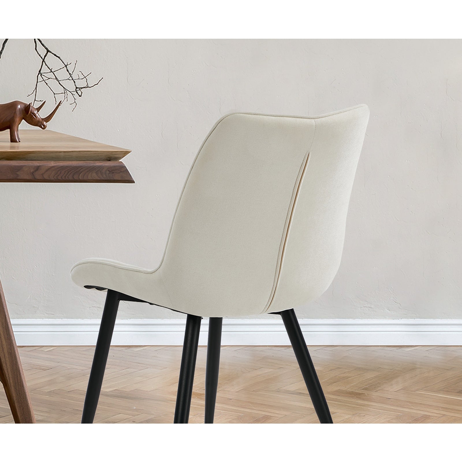 Oikiture 2x Dining Chairs Kitchen Accent Chairs Upholstered Linen Fabric White