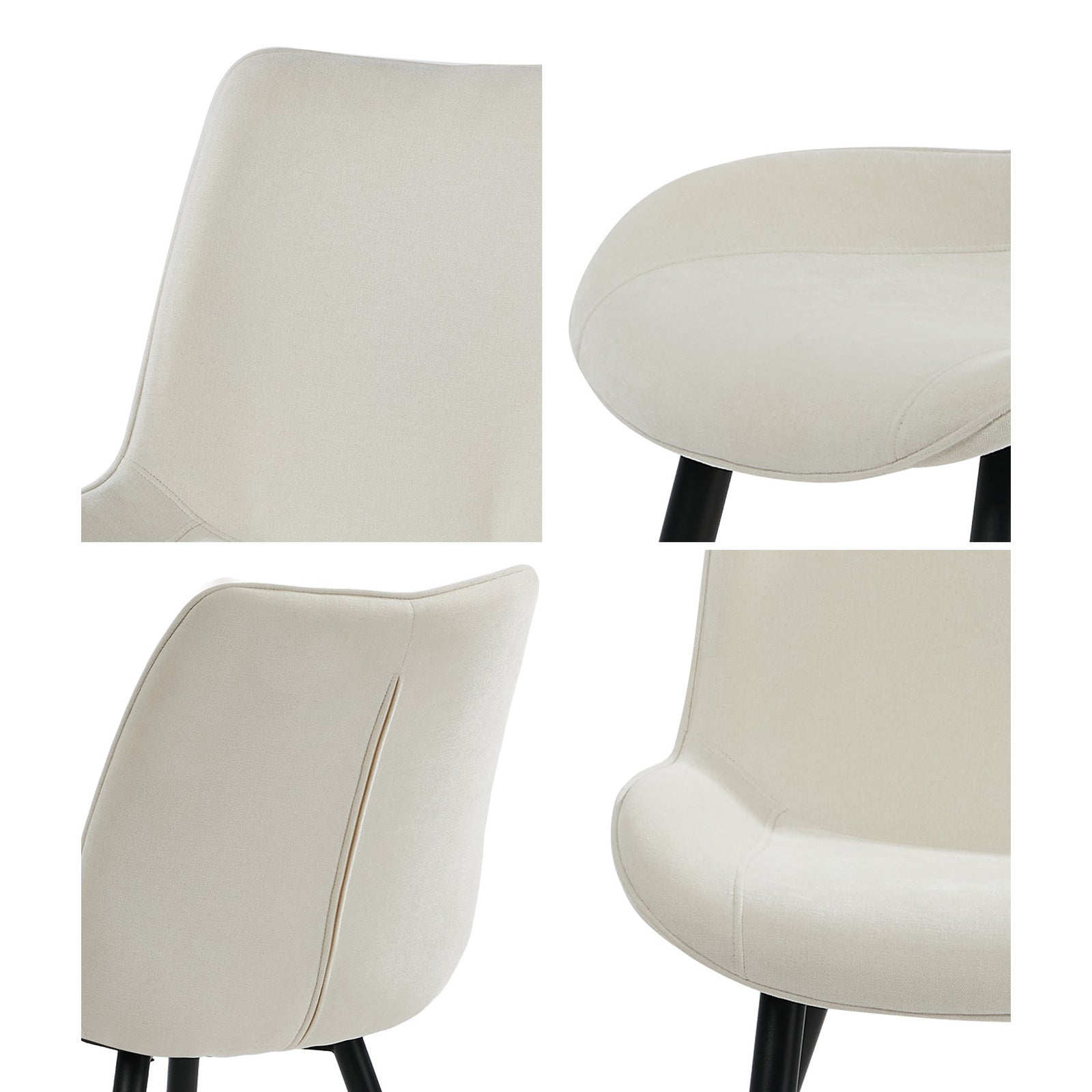 Oikiture 2x Dining Chairs Kitchen Accent Chairs Upholstered Linen Fabric White