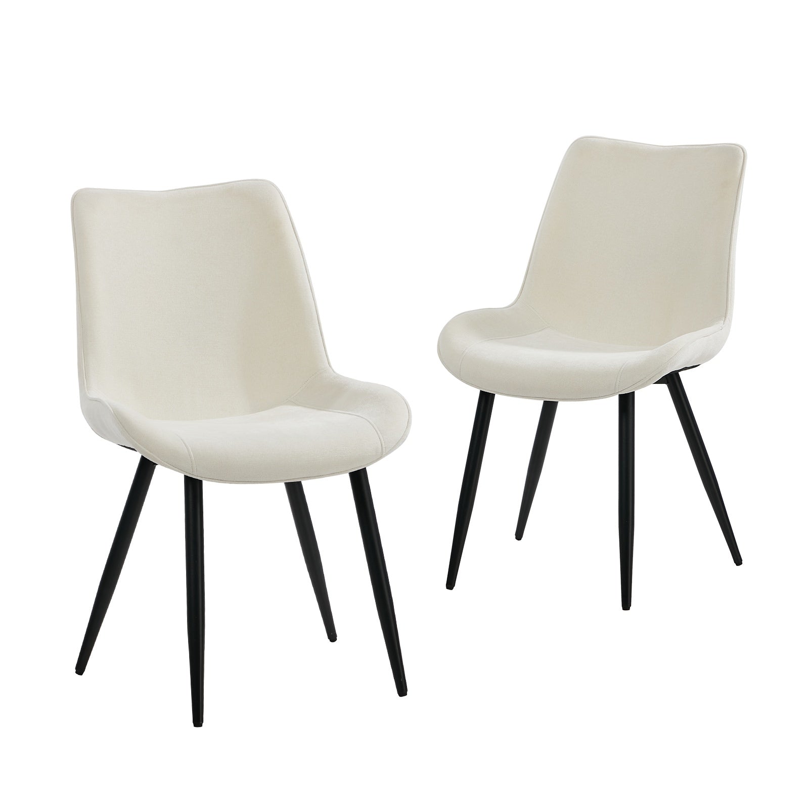 Oikiture 2x Dining Chairs Kitchen Accent Chairs Upholstered Linen Fabric White