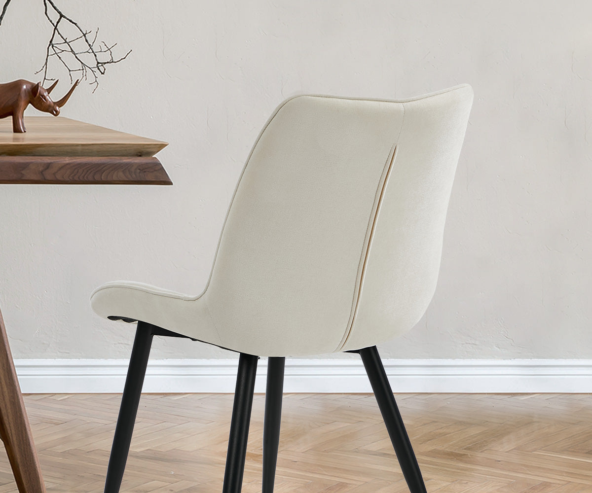 Oikiture 4x Dining Chairs Kitchen Accent Chairs Upholstered Linen Fabric White