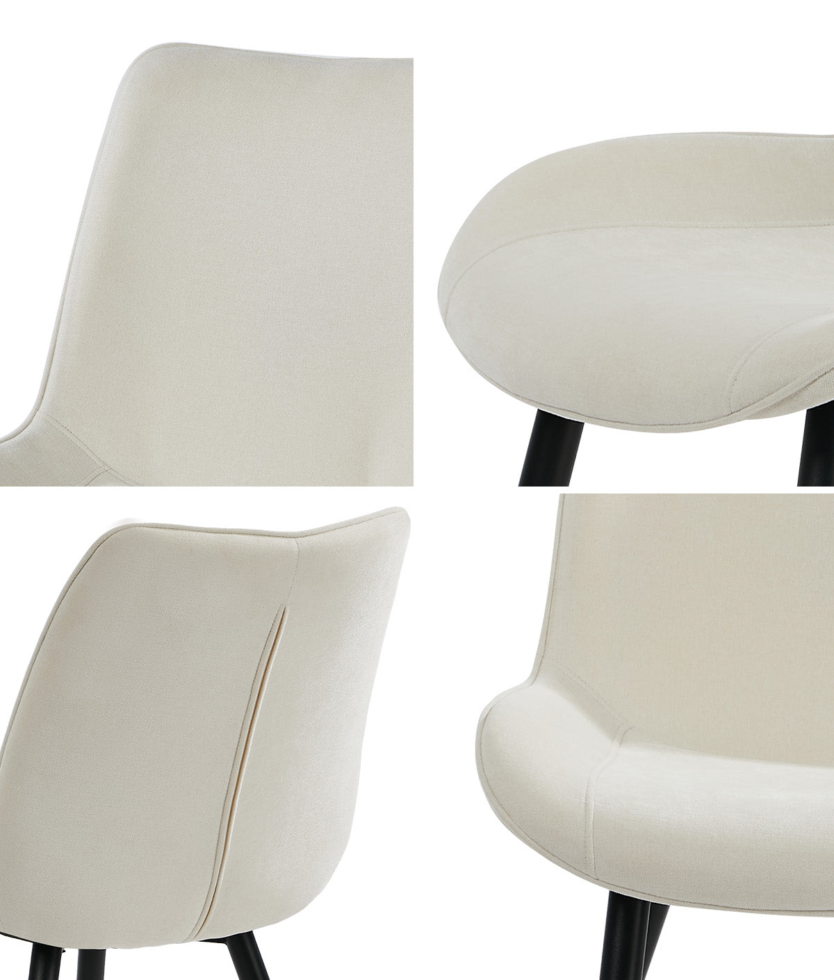 Oikiture 4x Dining Chairs Kitchen Accent Chairs Upholstered Linen Fabric White