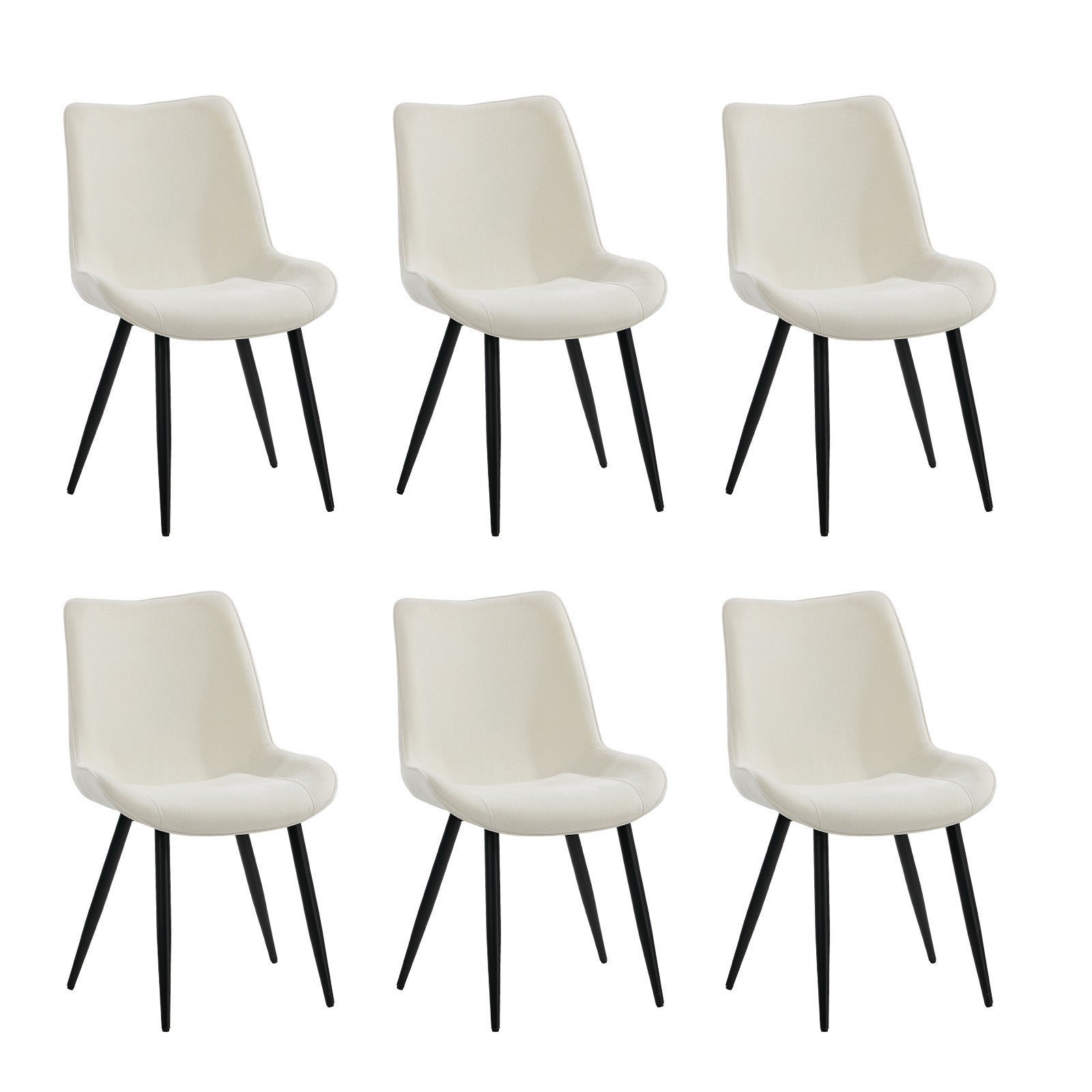 Oikiture 6x Dining Chairs Kitchen Accent Chairs Upholstered Linen Fabric White