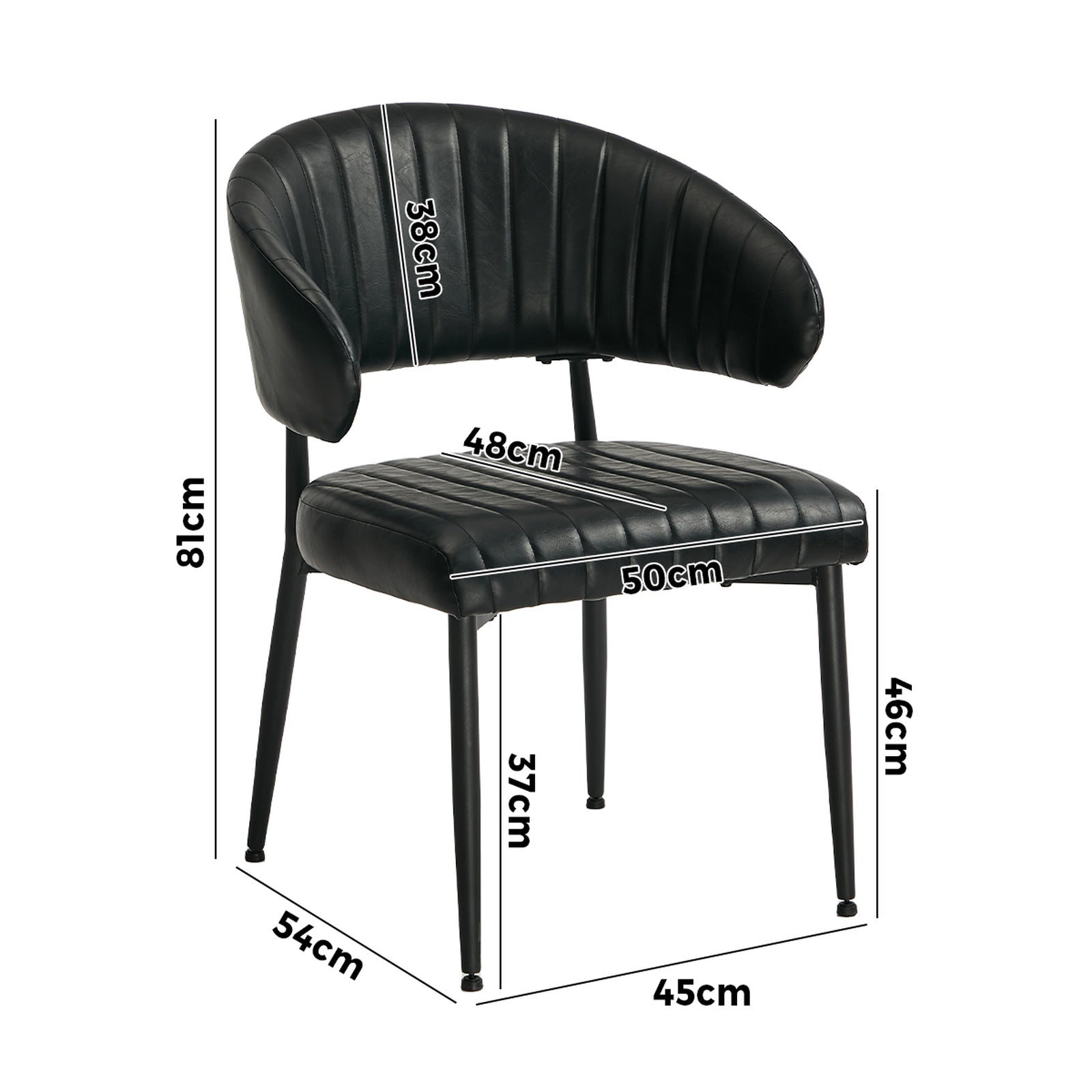 Oikiture 2x PU Leather Dining Chair Kitchen Padded Seat - Sunyee