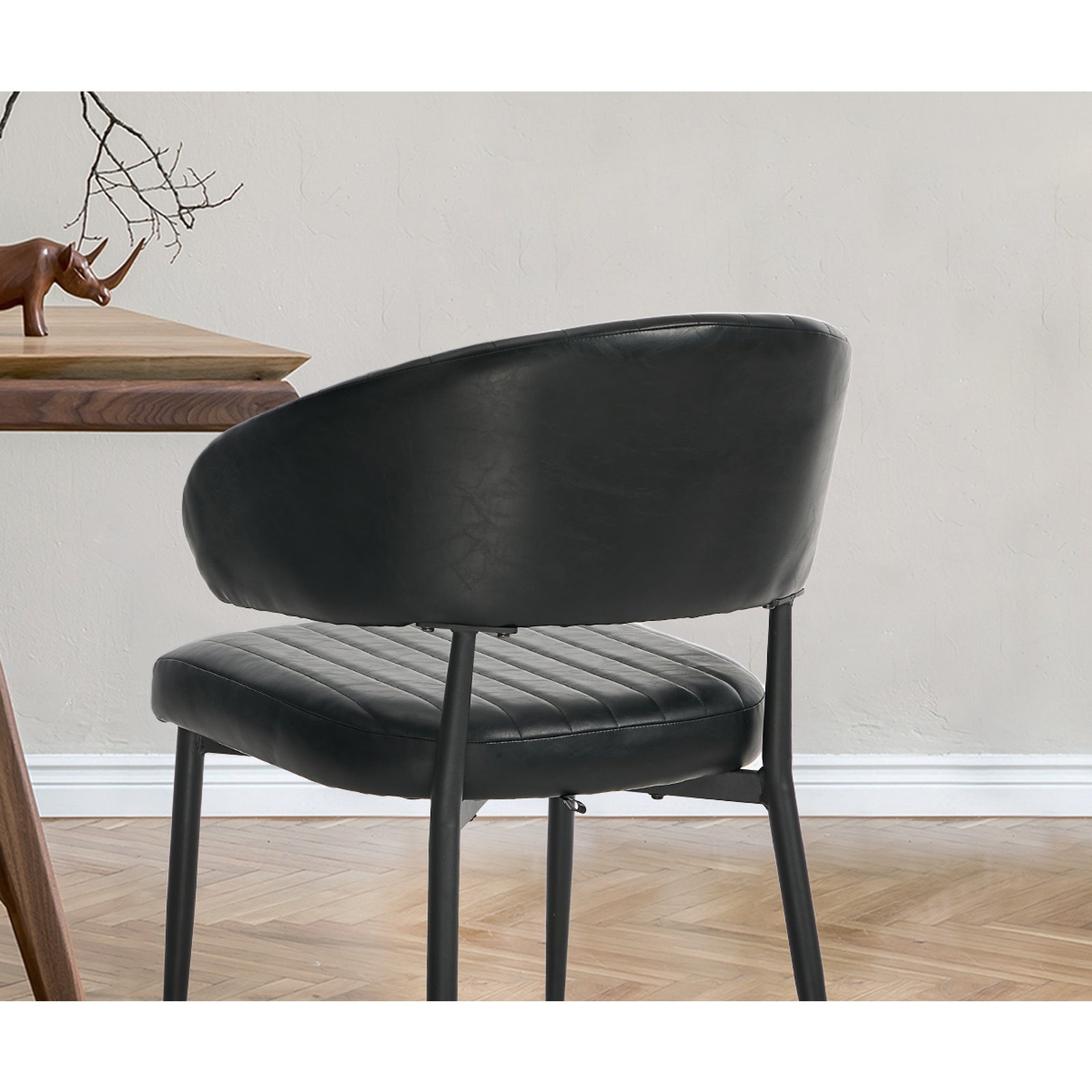 Oikiture 6x PU Leather Dining Chair Kitchen Padded Seat Black