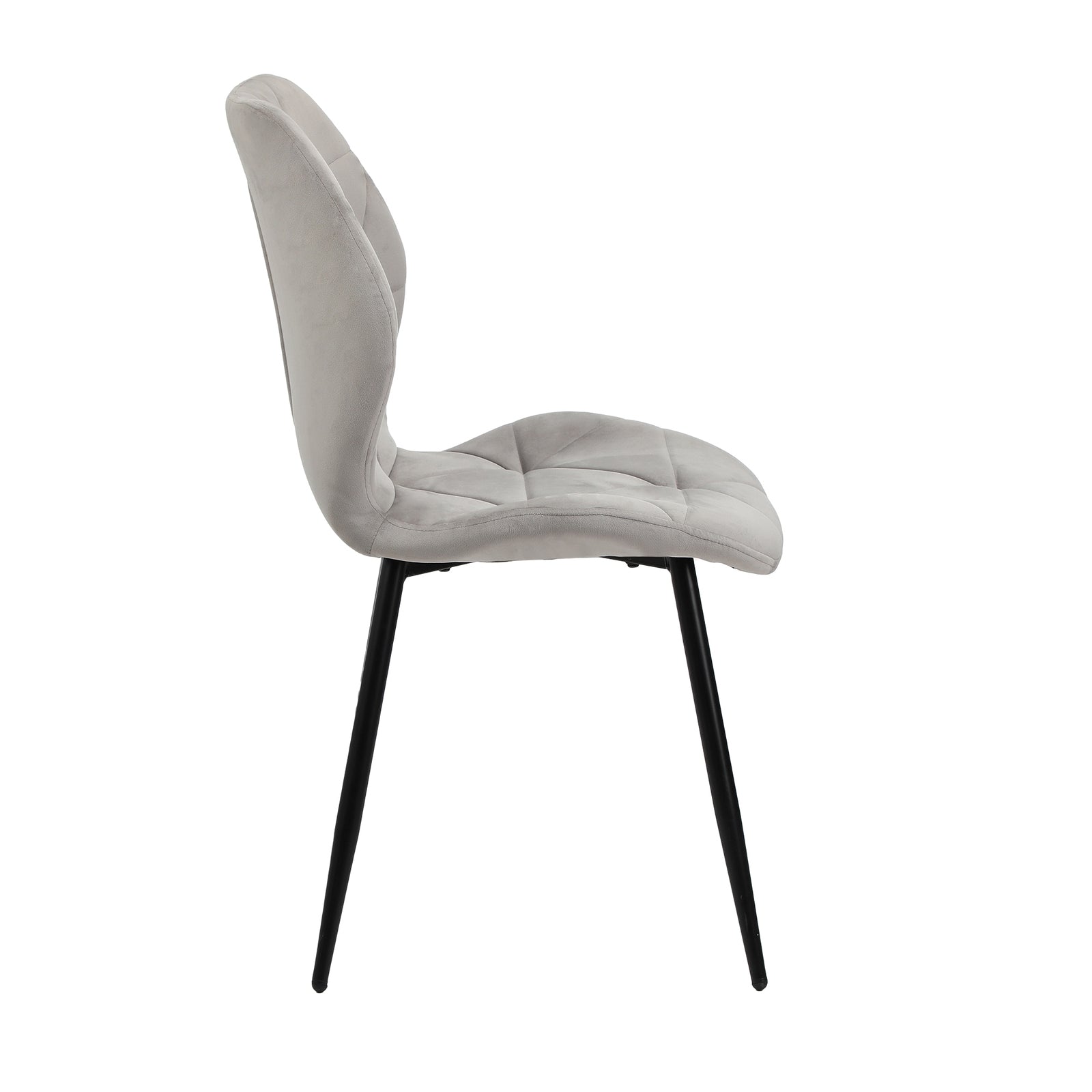 Oikiture Dining Chairs Kitchen Chair Padded Seat High Back Velvet Grey - Sunyee