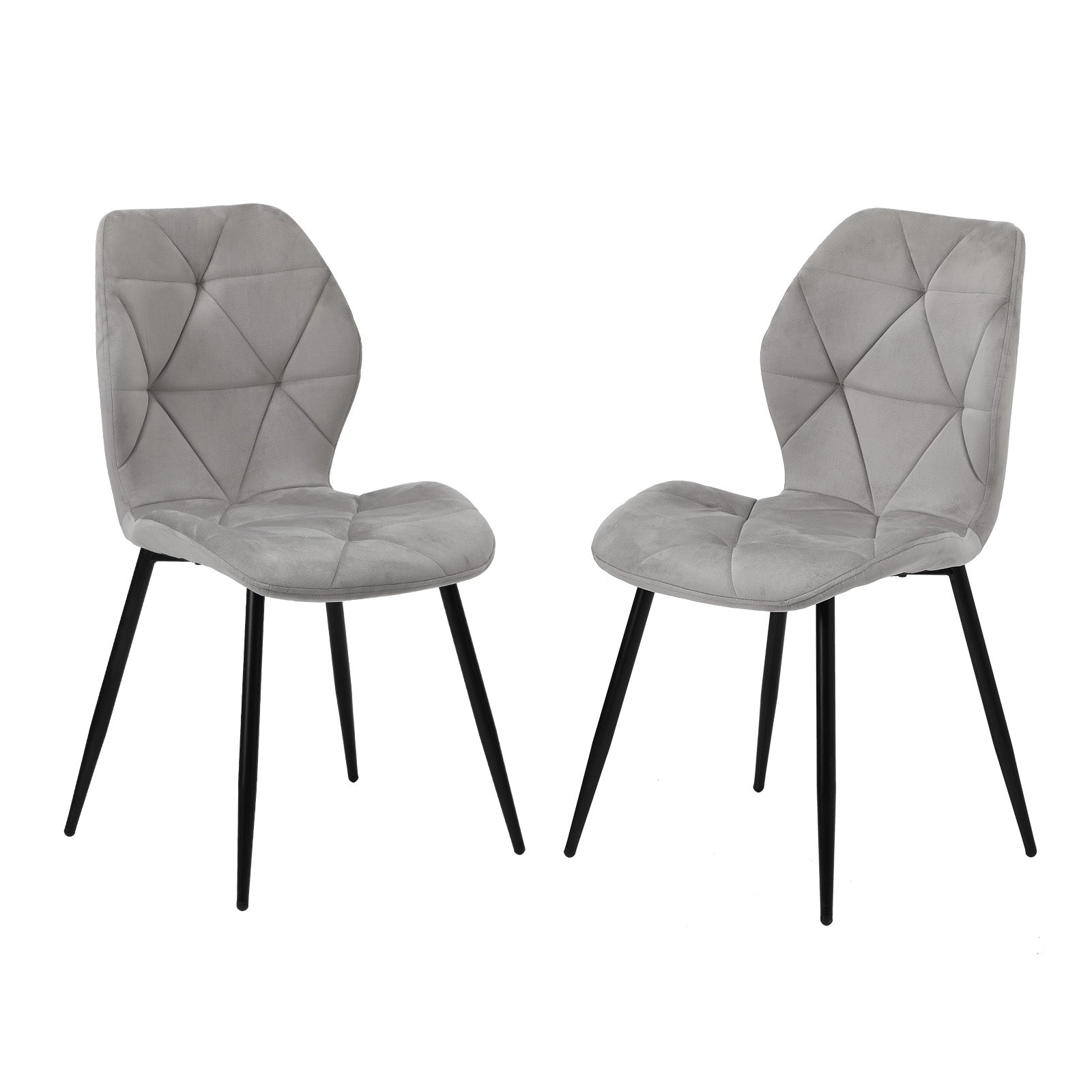 Oikiture Dining Chairs Kitchen Chair Padded Seat High Back Velvet Grey - Sunyee