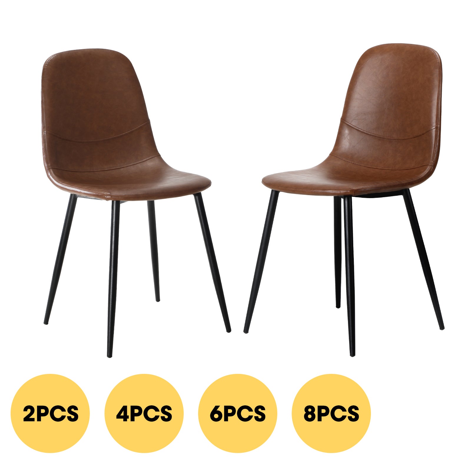 Oikiture Dining Chairs Kitchen Accent Chair Lounge Room PU Leather Brown - Sunyee