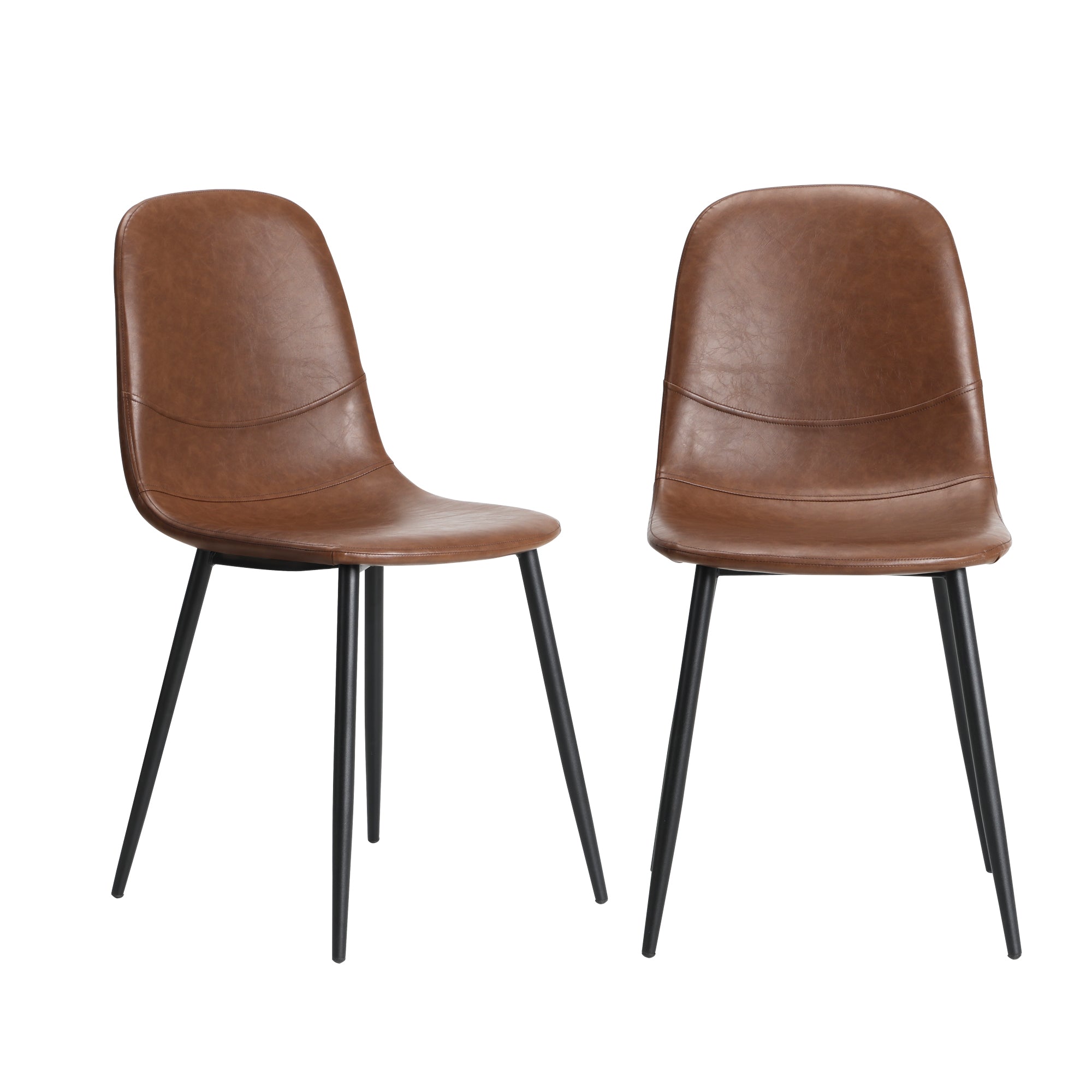 Oikiture Dining Chairs Kitchen Accent Chair Lounge Room PU Leather Brown - Sunyee