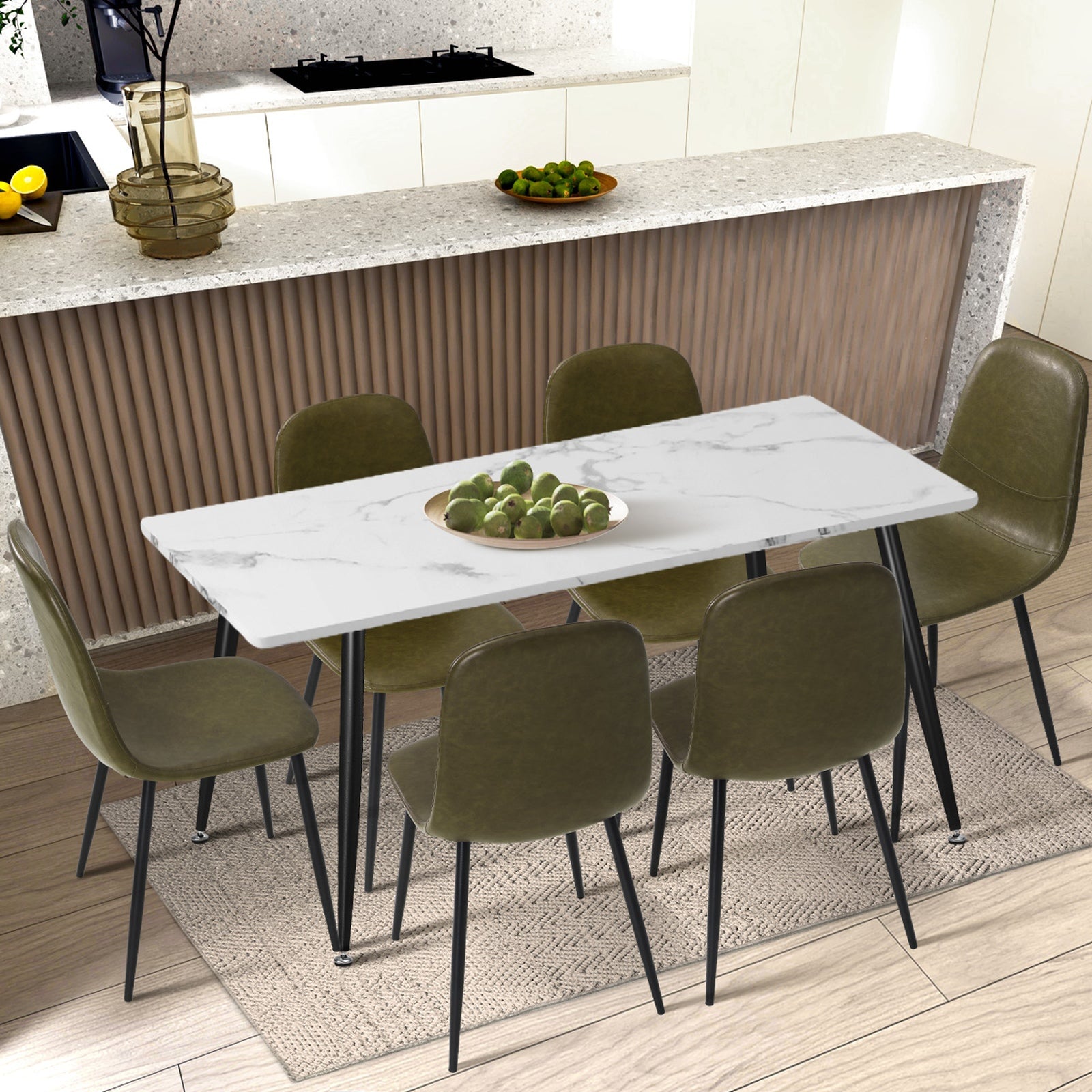 Oikiture Dining Chairs Kitchen Accent Chair Lounge Room PU Leather Green - Sunyee